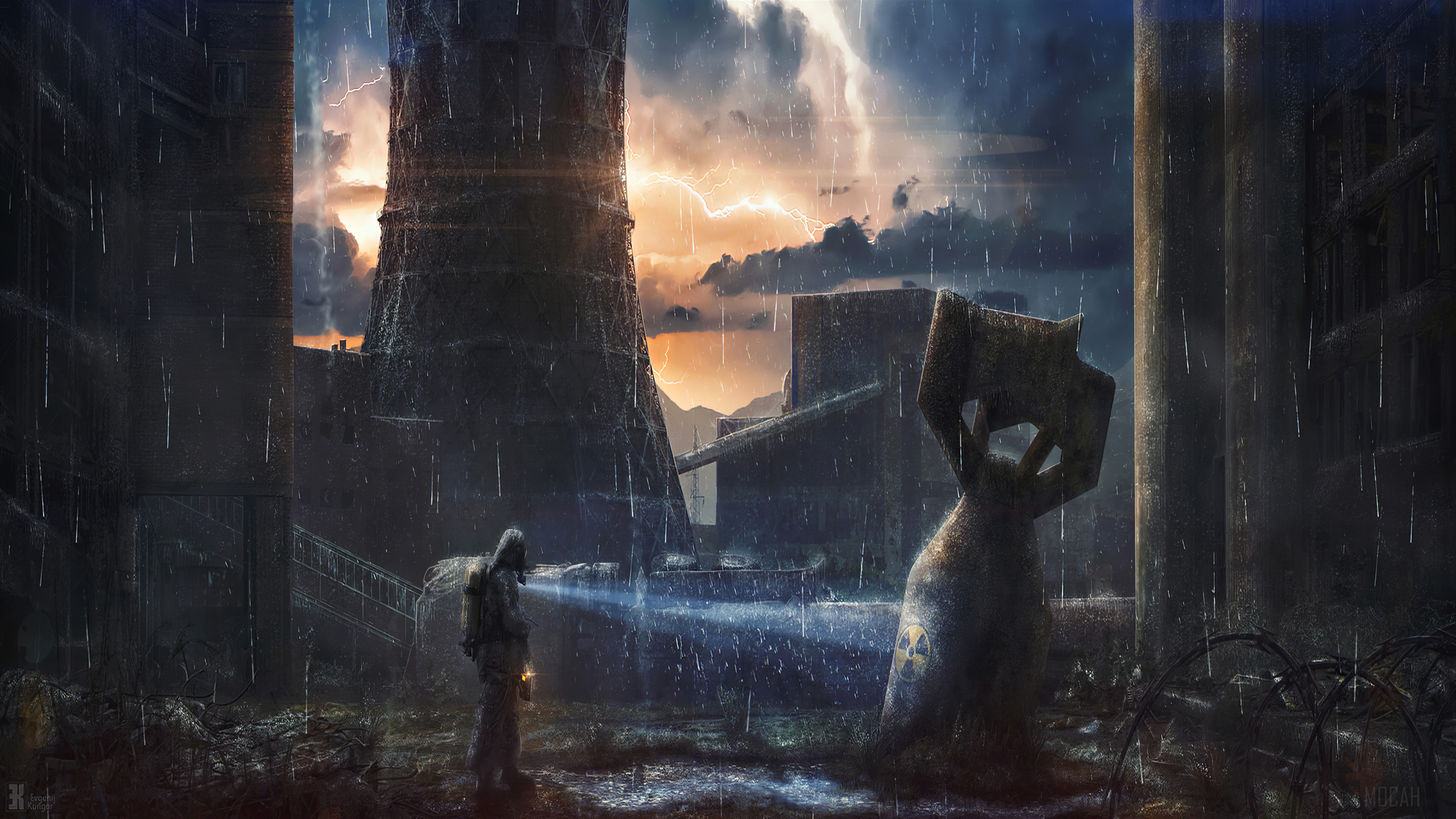 Radiation Cyborg in a Post-Apocalyptic City 4K HD Wallpaper