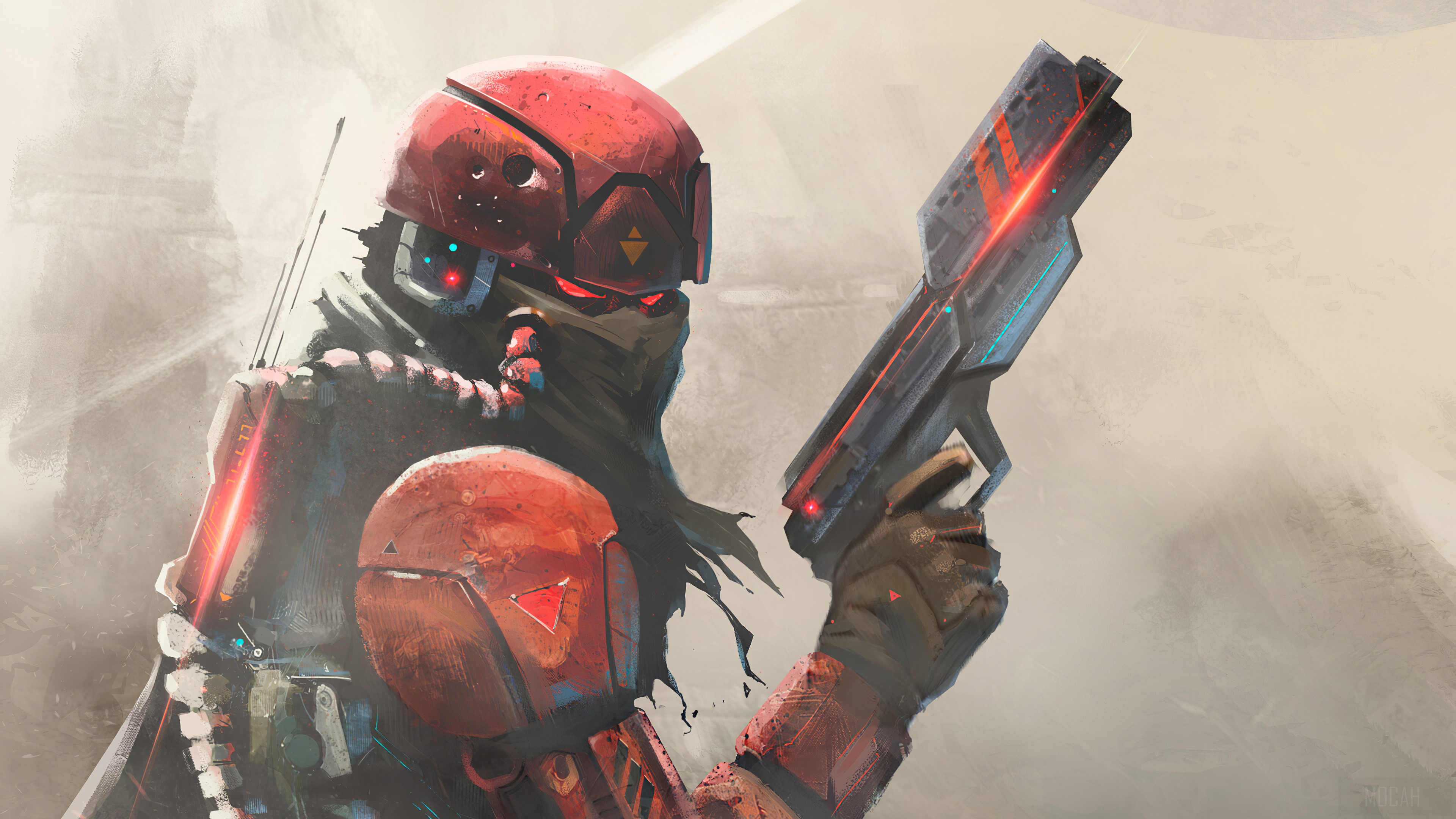 E7 Soldier with futuristic weapon 4K HD Wallpaper