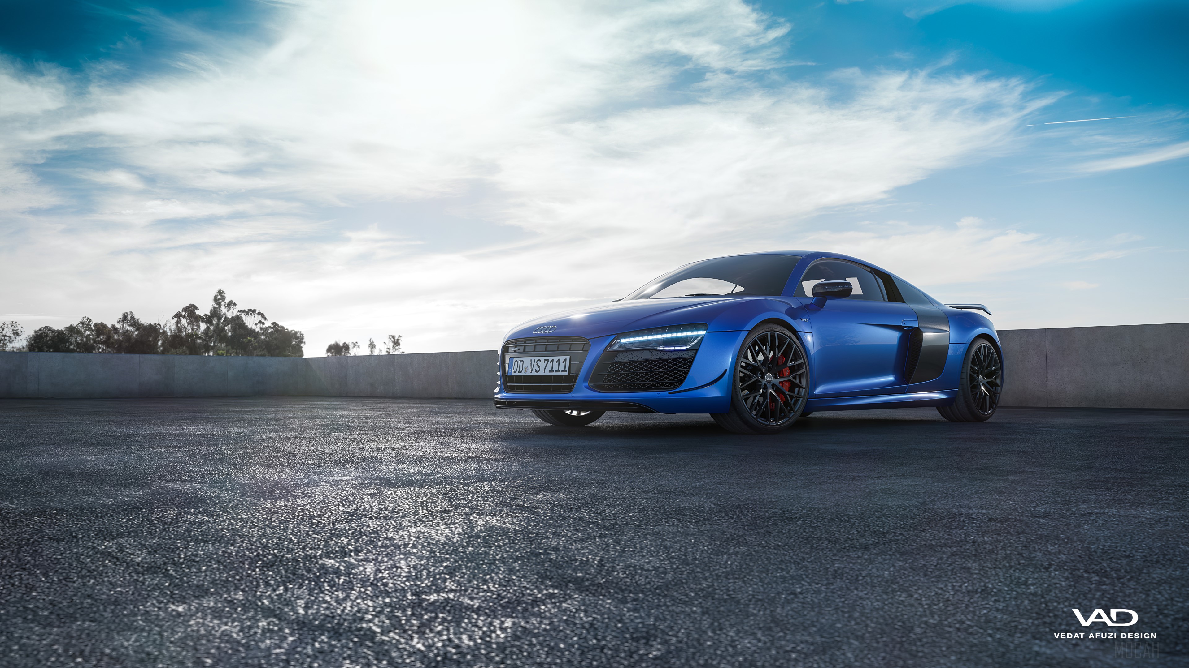 Blue Audi R8 4K HD Wallpaper