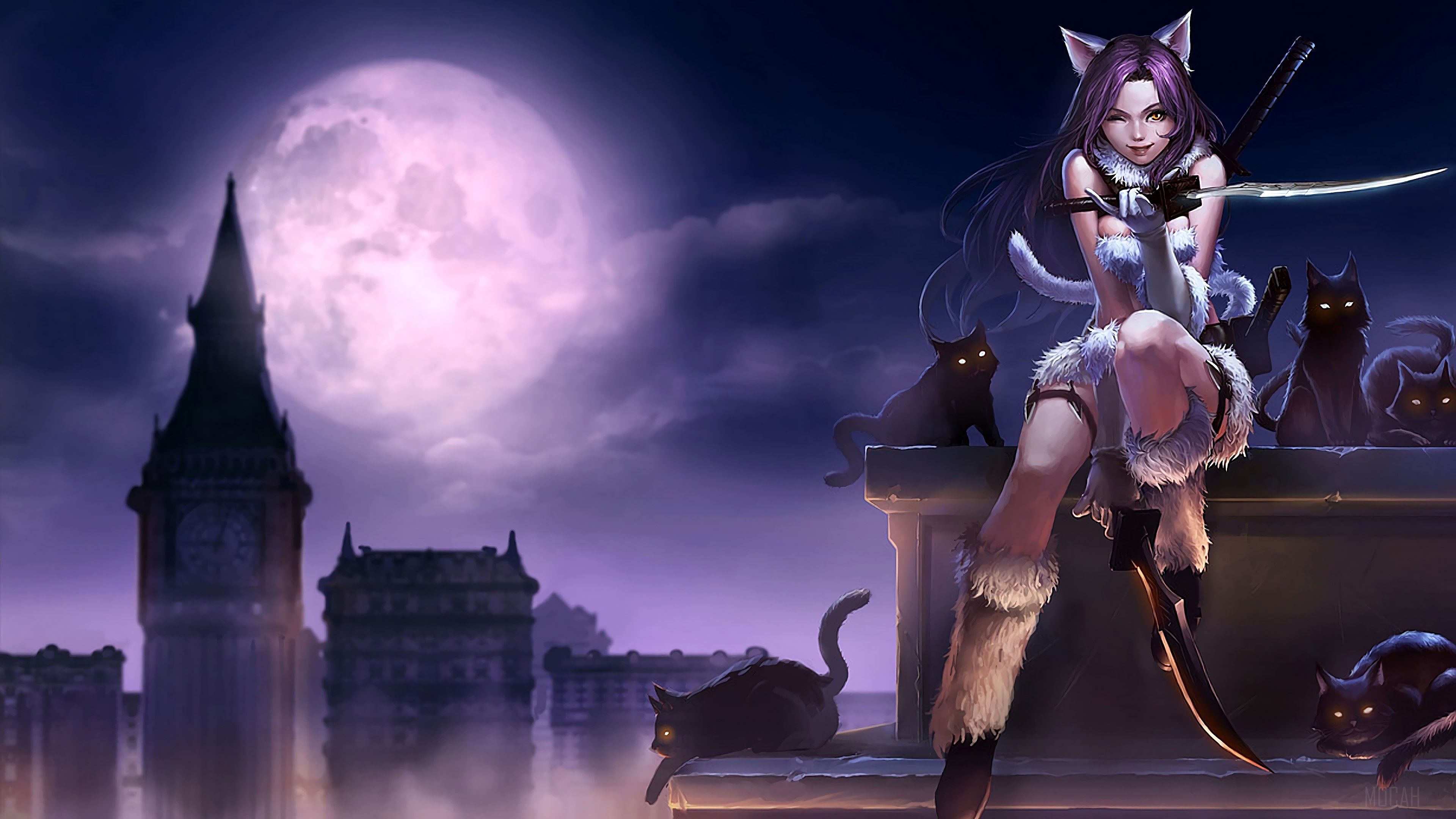 Kitty Cat Katarina from League of Legends 4K HD Wallpaper