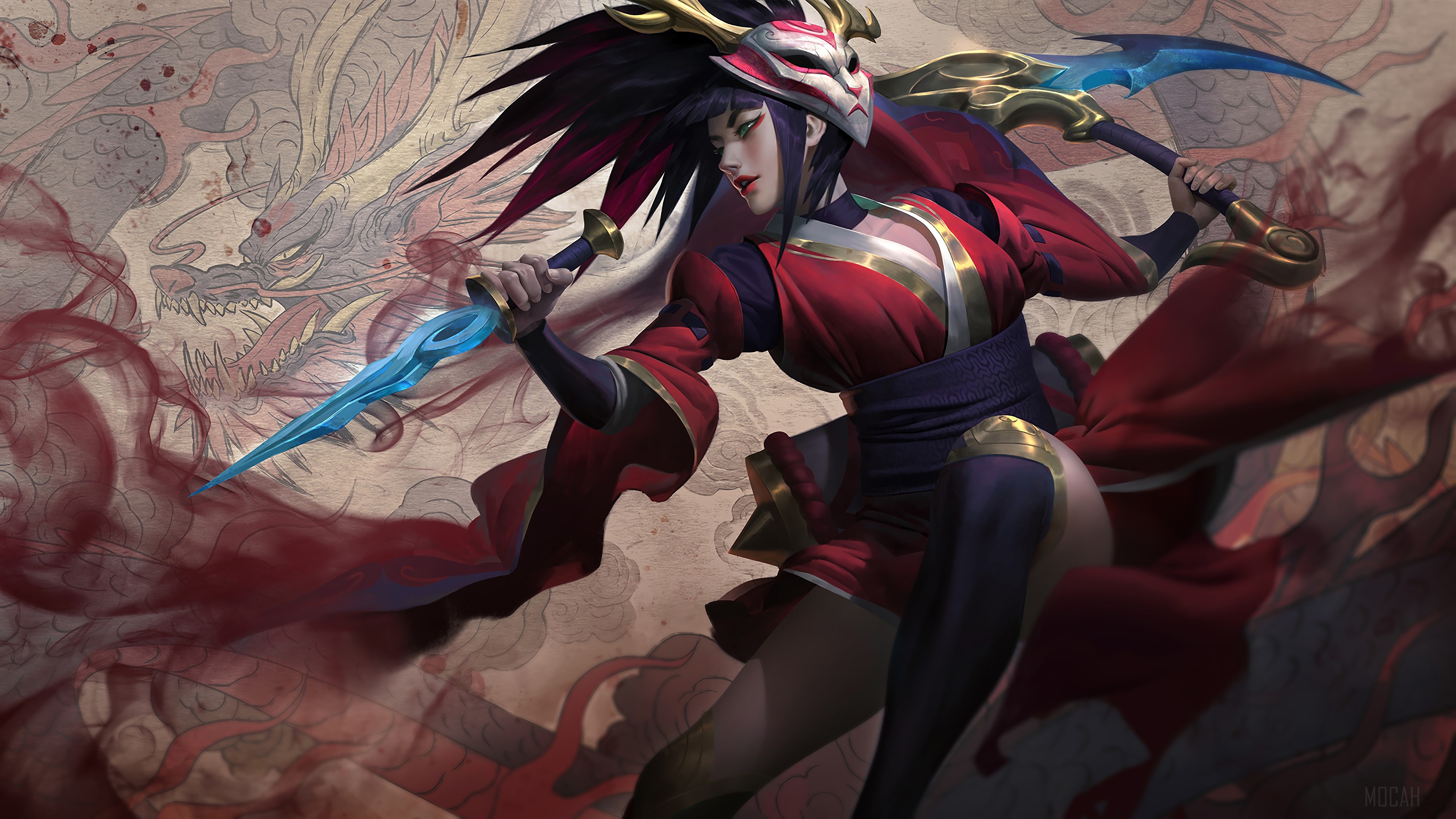 Blood Moon Akali from League of Legends 4K HD Wallpaper