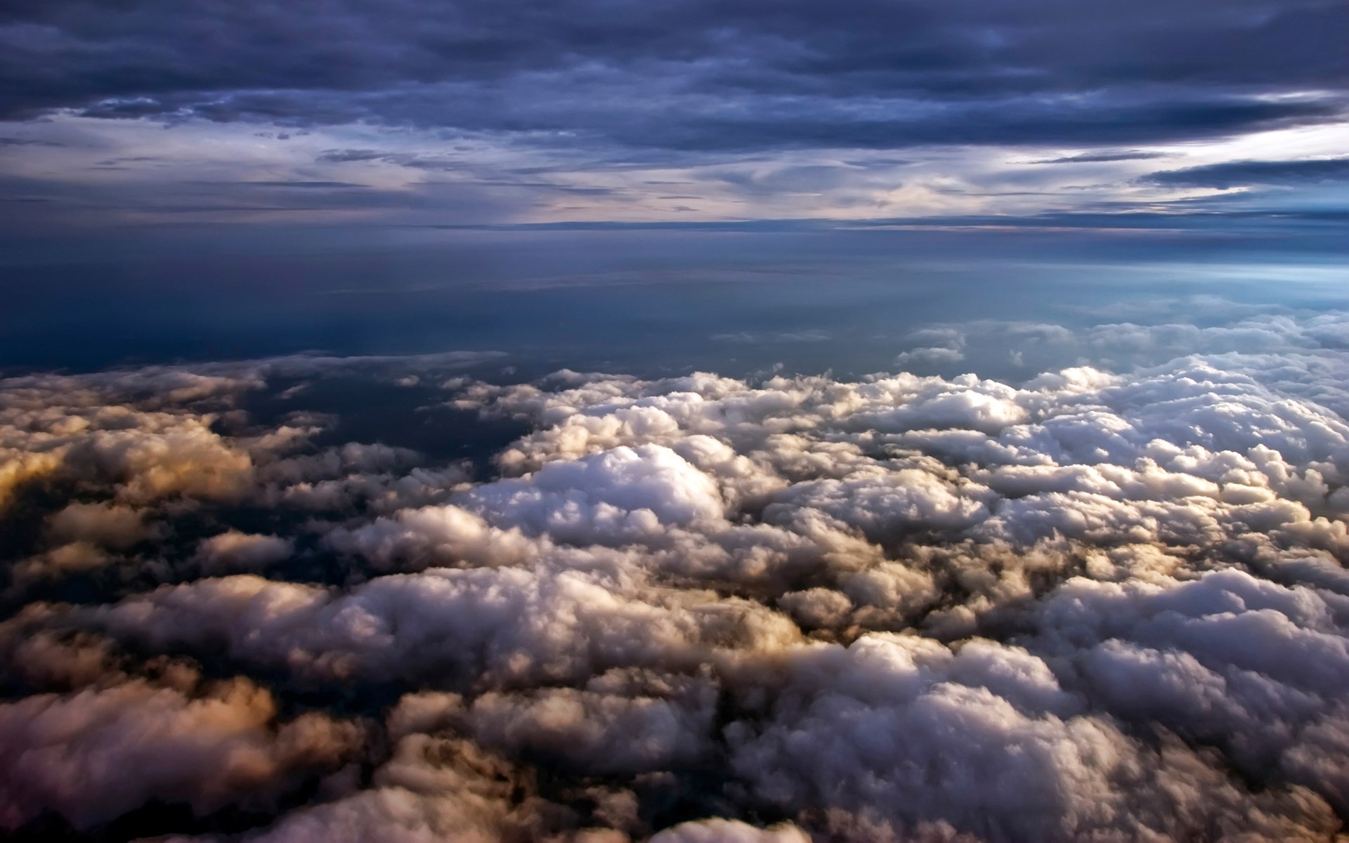 Aerial view of clouds at sunset HD Wallpaper