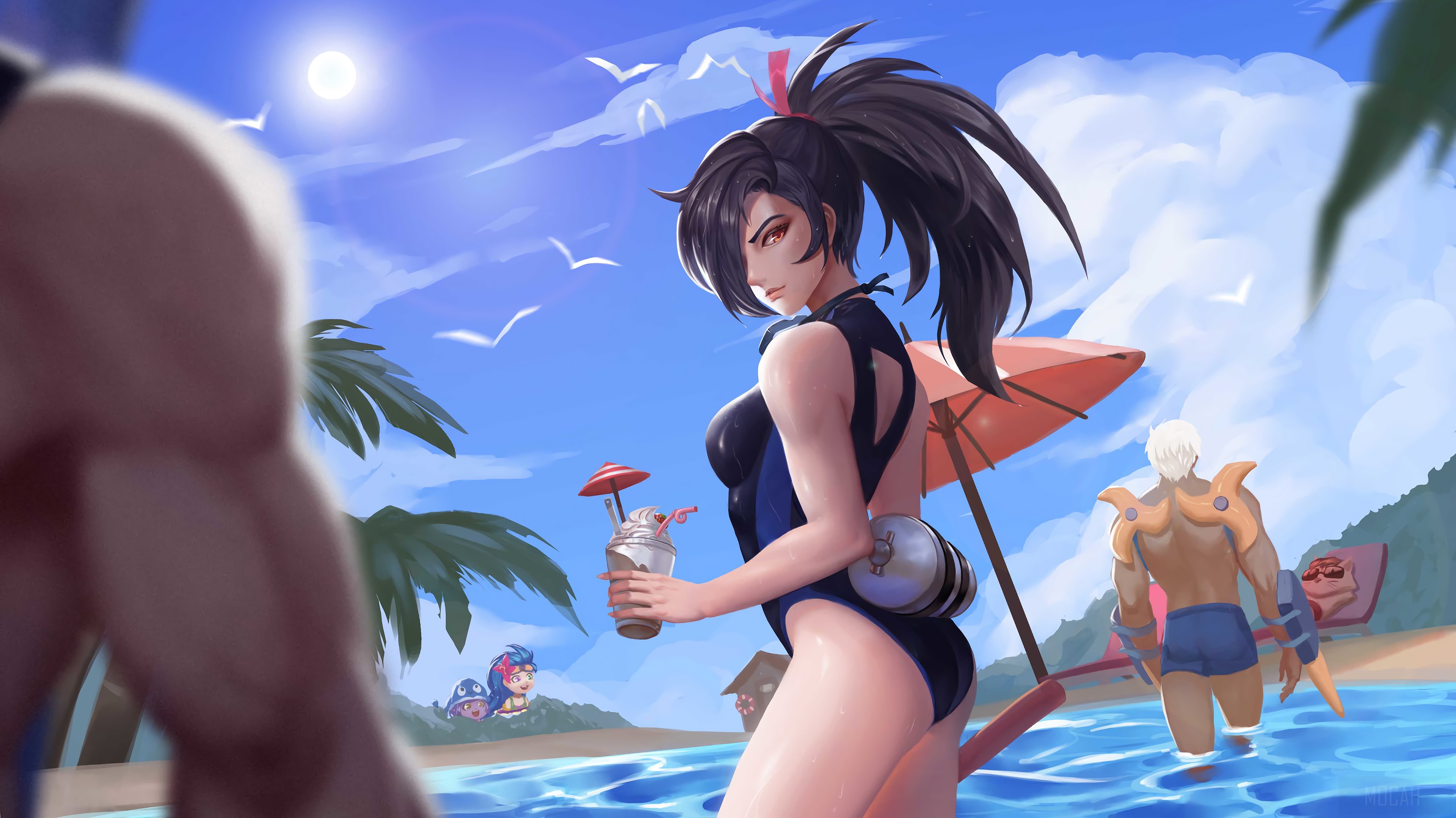 Pool Party Akali from League of Legends 4K HD Wallpaper