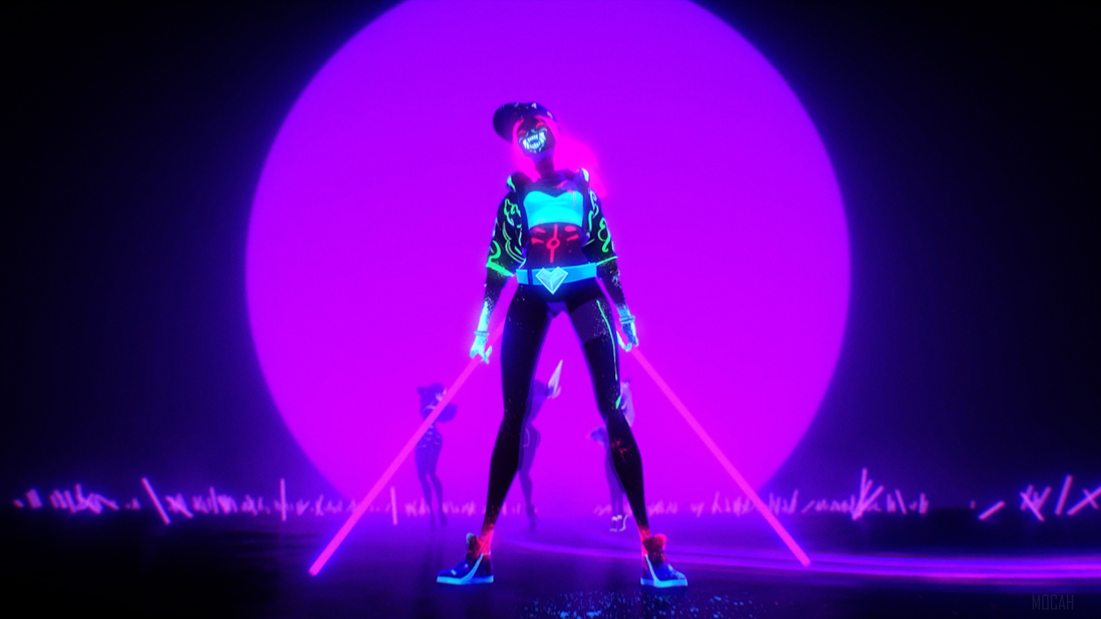K/DA Akali from League of Legends in neon HD Wallpaper
