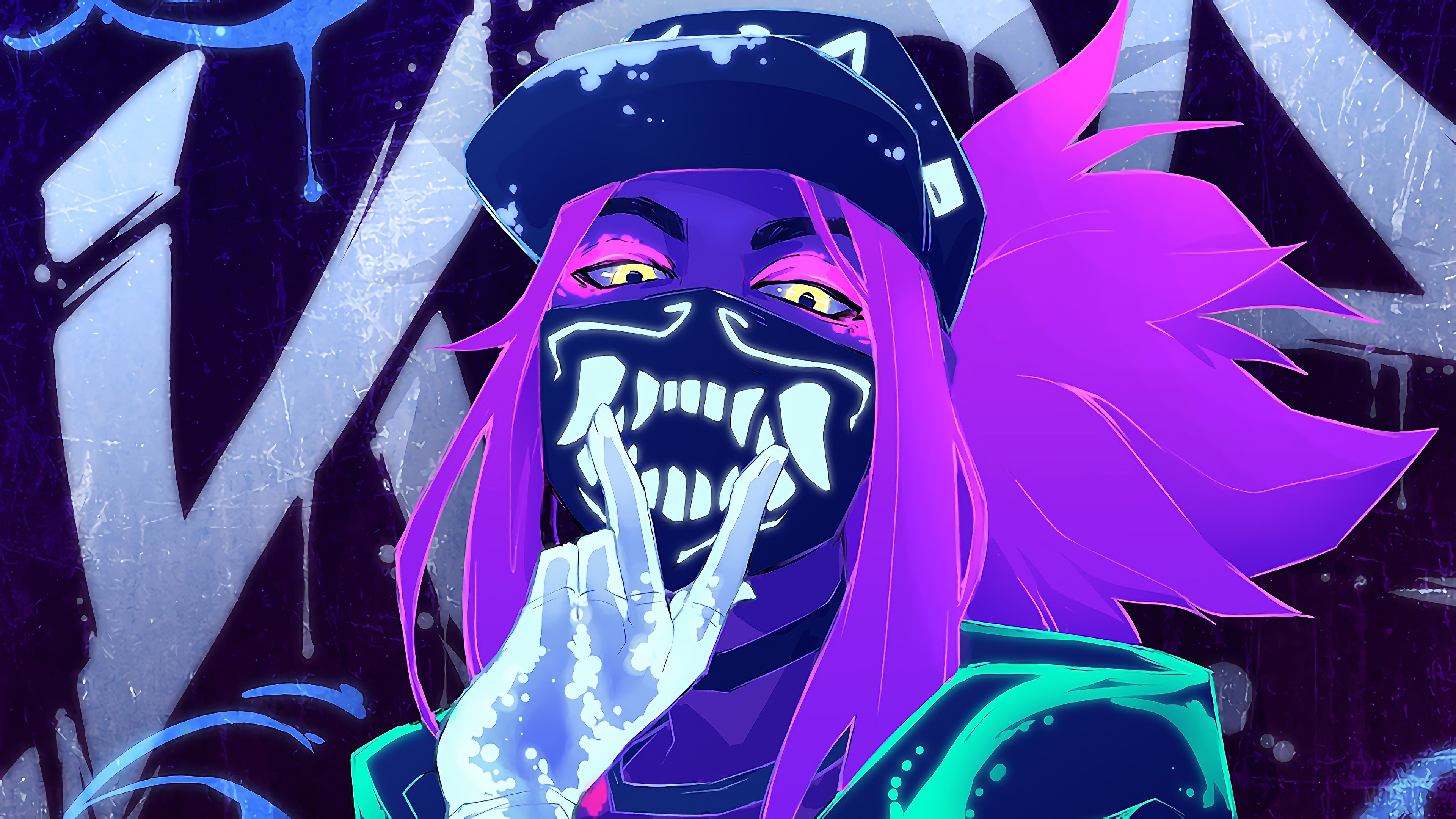 Neon Akali from League of Legends 4K HD Wallpaper