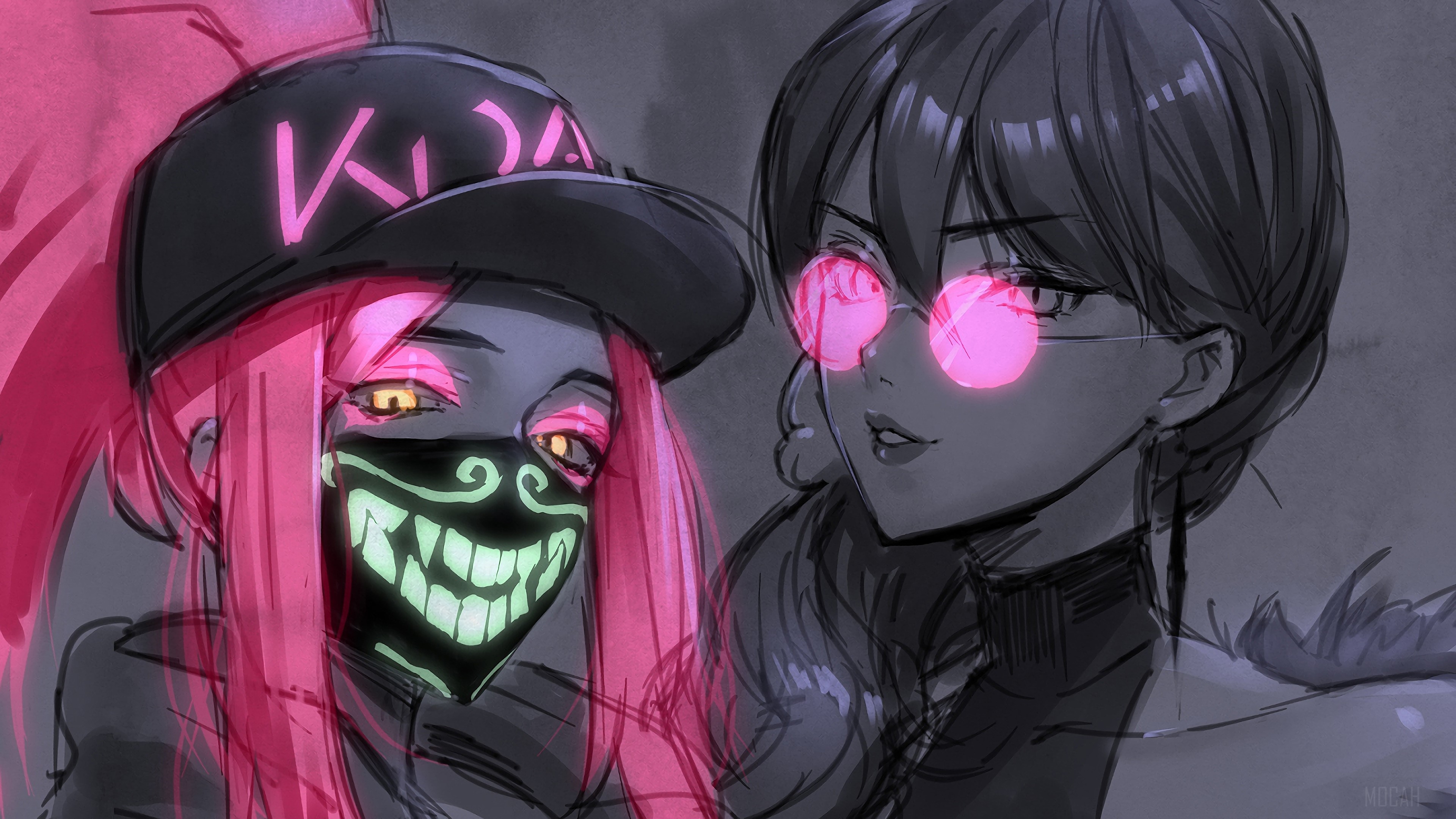 K/DA Akali and Evelynn from League of Legends 4K HD Wallpaper