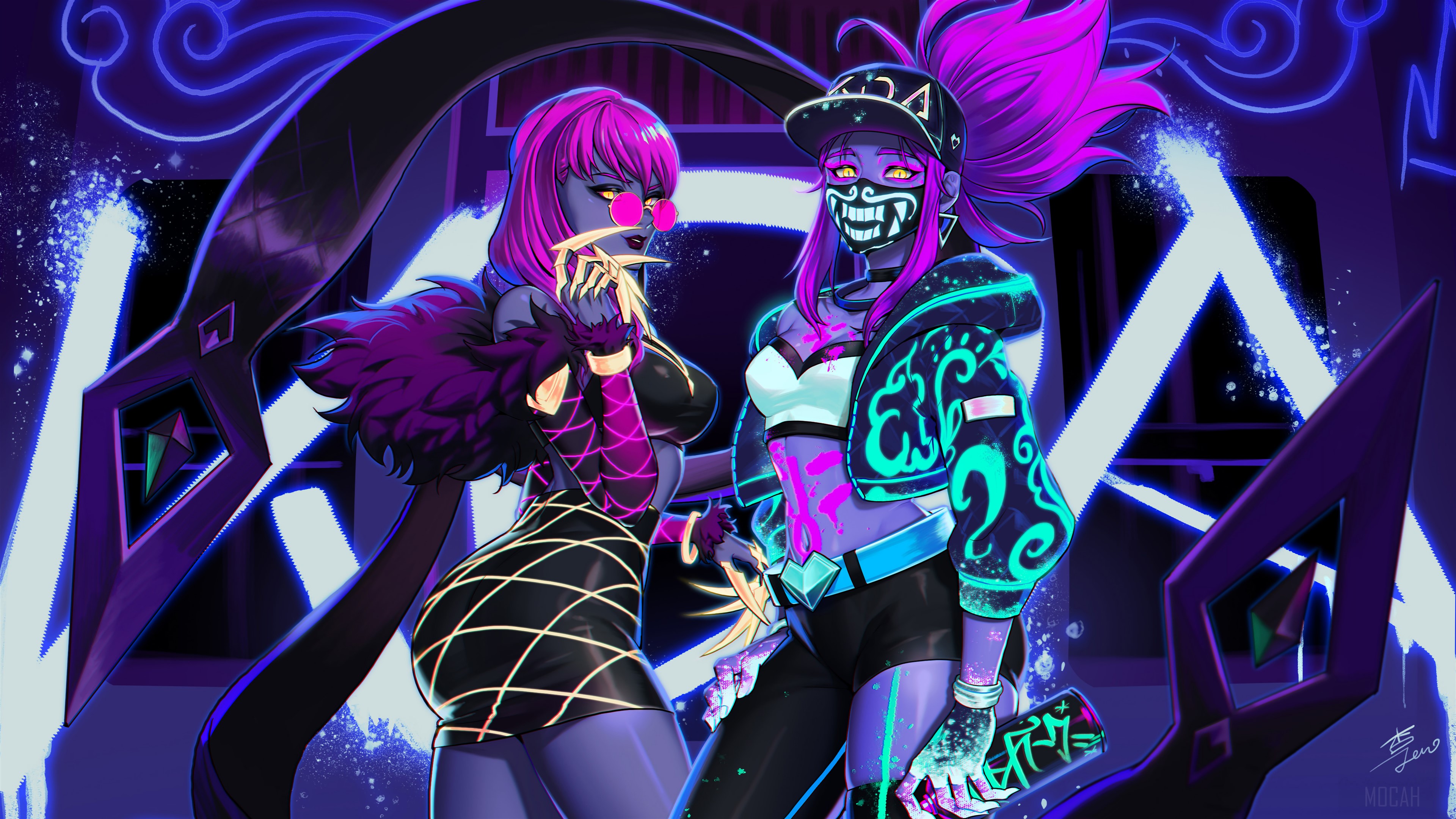 K/DA Evelynn and Akali from League of Legends 4K HD Wallpaper