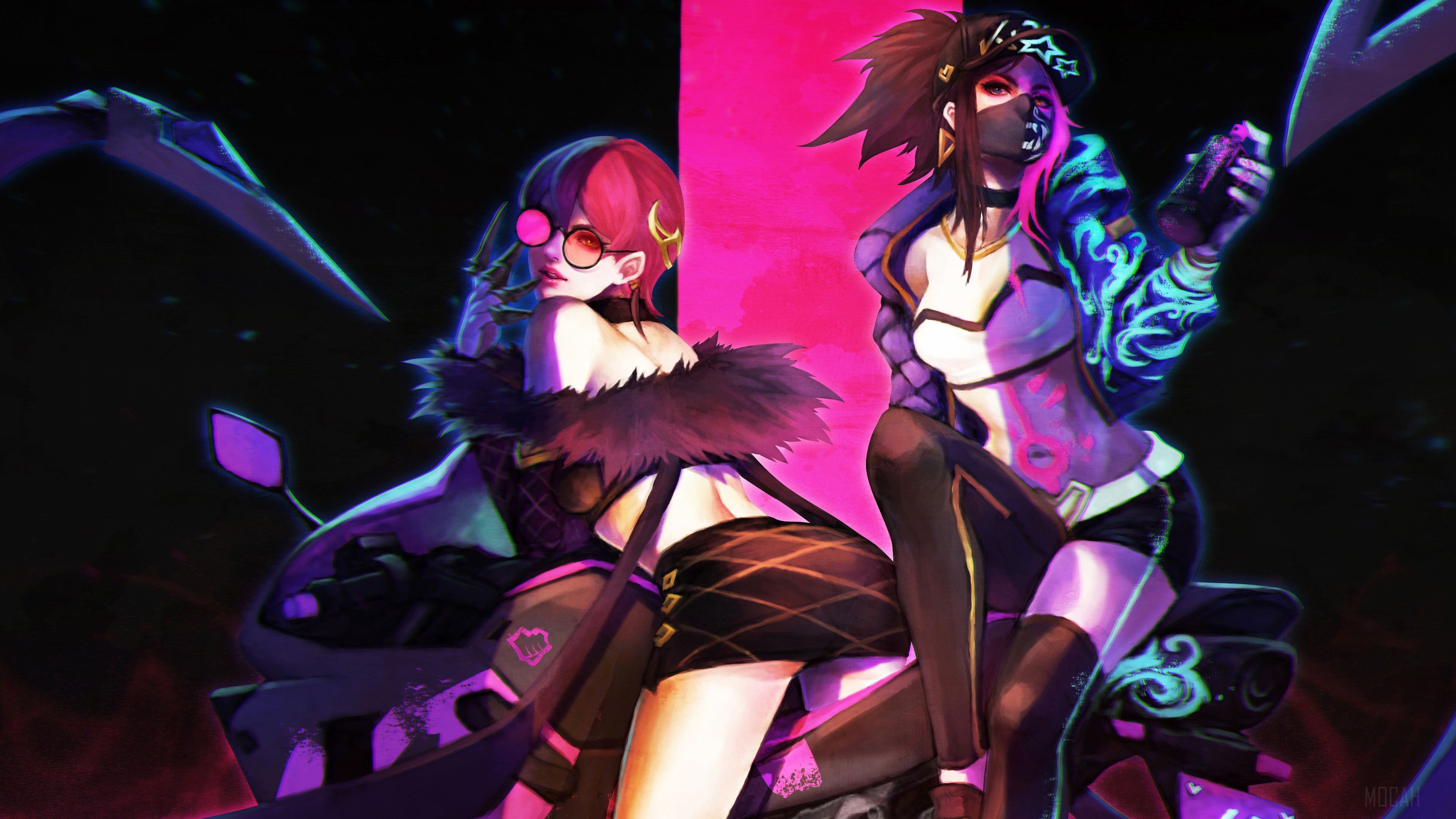 K/DA Evelynn and Akali from League of Legends 4K HD Wallpaper