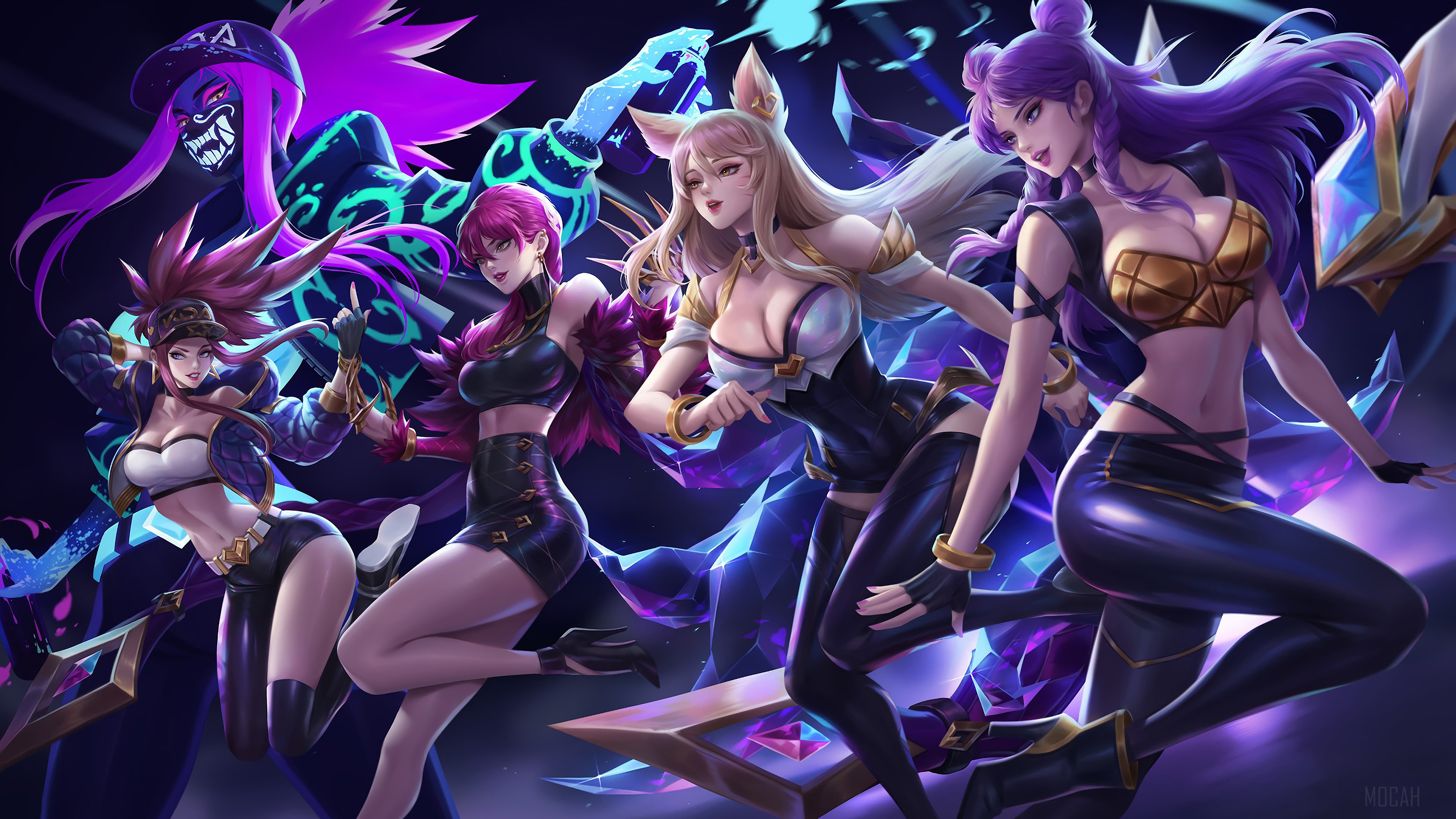 K/DA members from League of Legends 4K HD Wallpaper