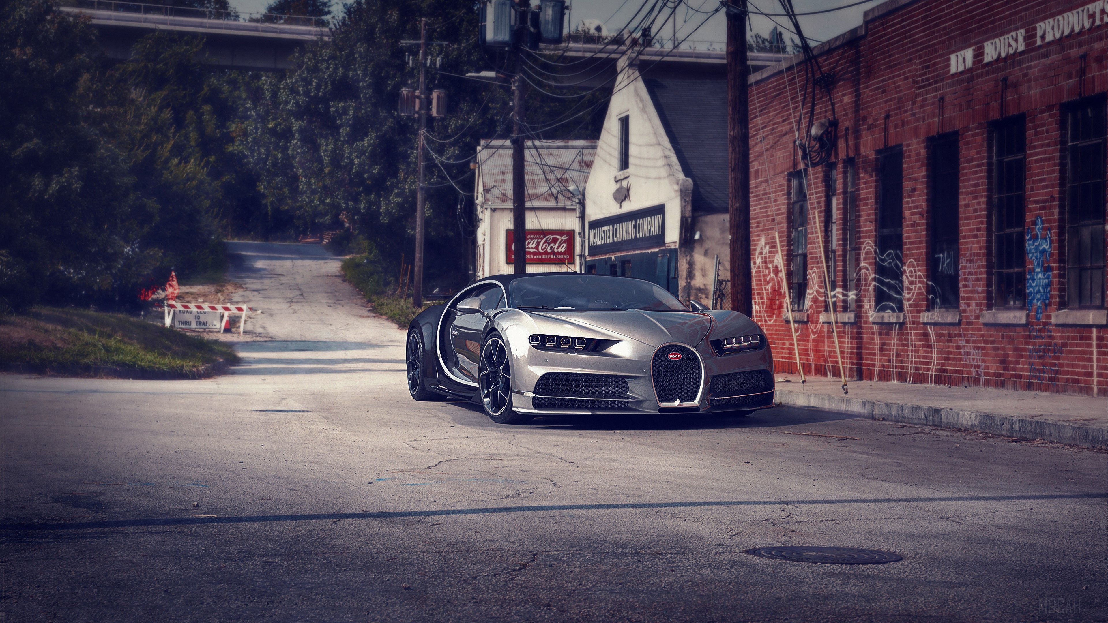 Bugatti Chiron in an urban street setting 4K HD Wallpaper