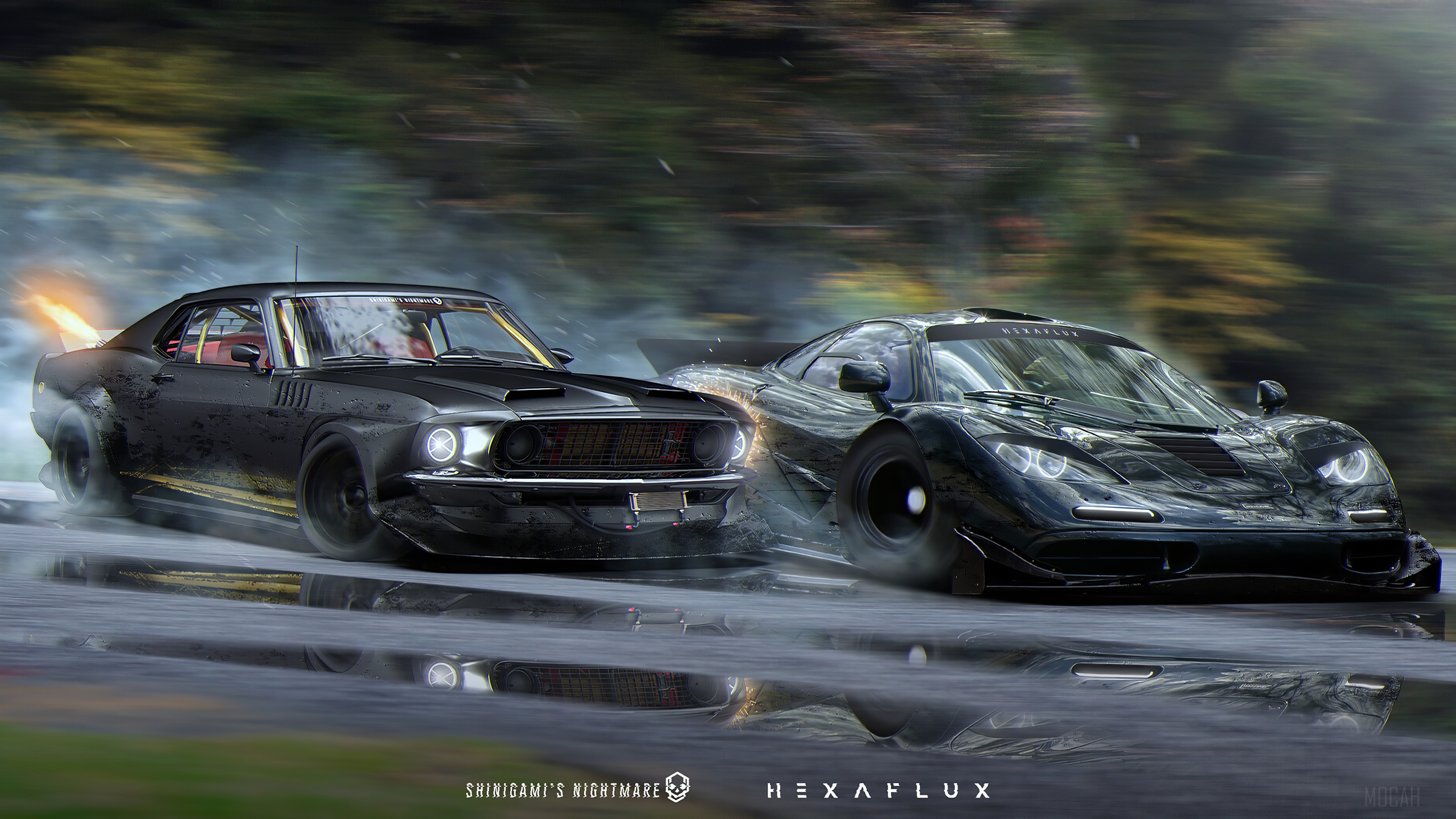Classic Mustang vs McLaren F1 Supercar Rivals 4K HD Wallpaper
