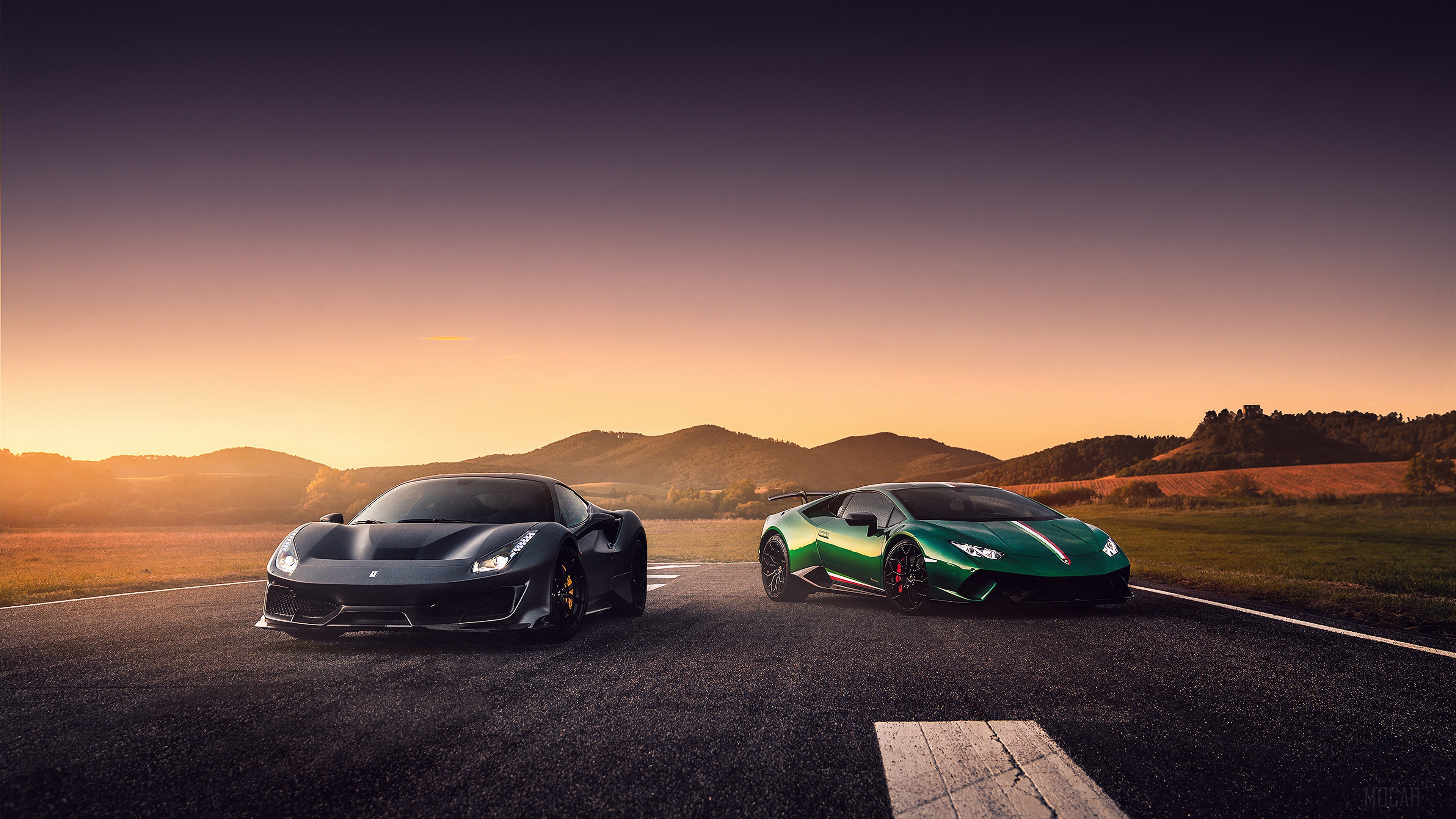 Ferrari and Lamborghini Huracan 4K HD Wallpaper