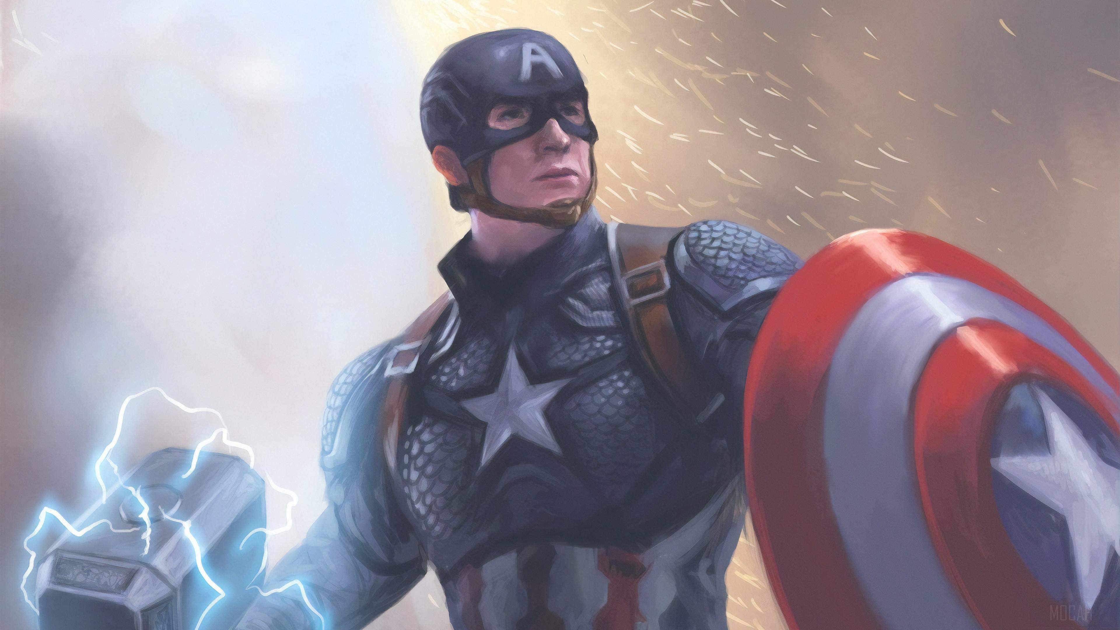 Captain America with Shield and Hammer 4K HD Wallpaper