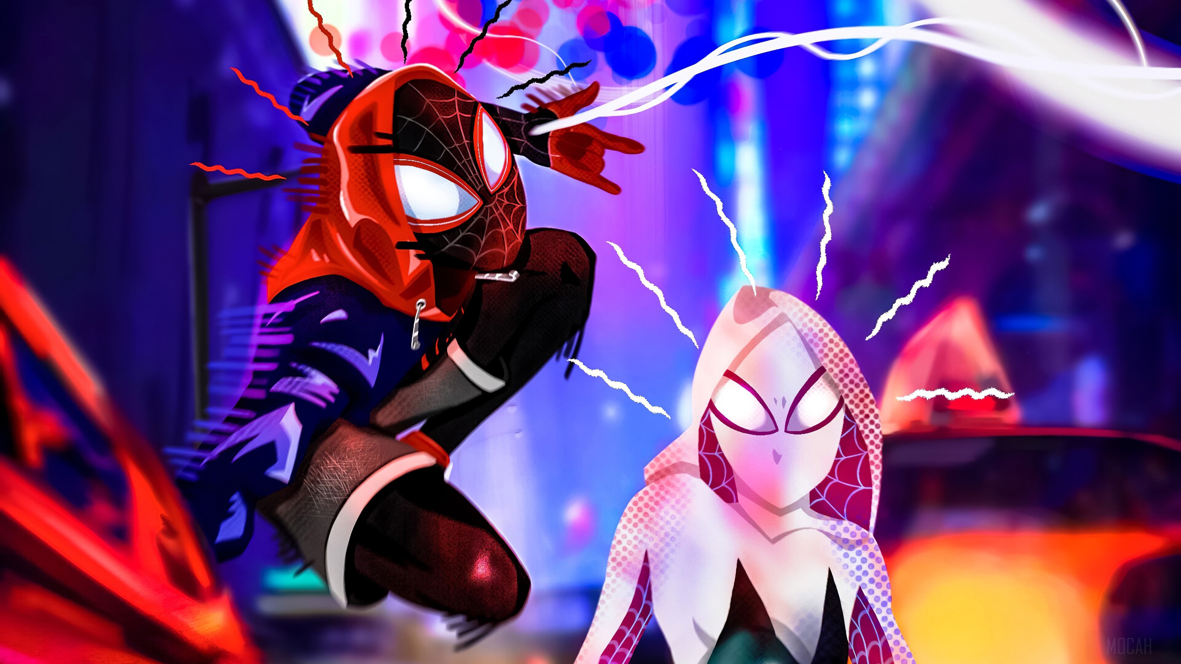 Miles Morales and Gwen Stacy from Spider-Verse 4K HD Wallpaper
