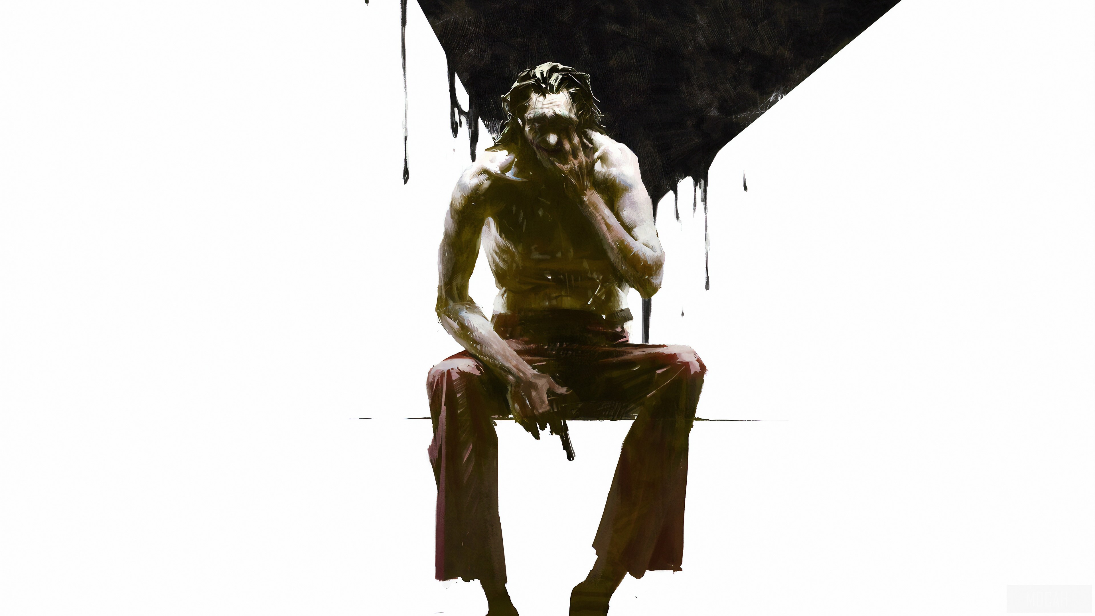 Joker sitting alone with a gun 4K HD Wallpaper