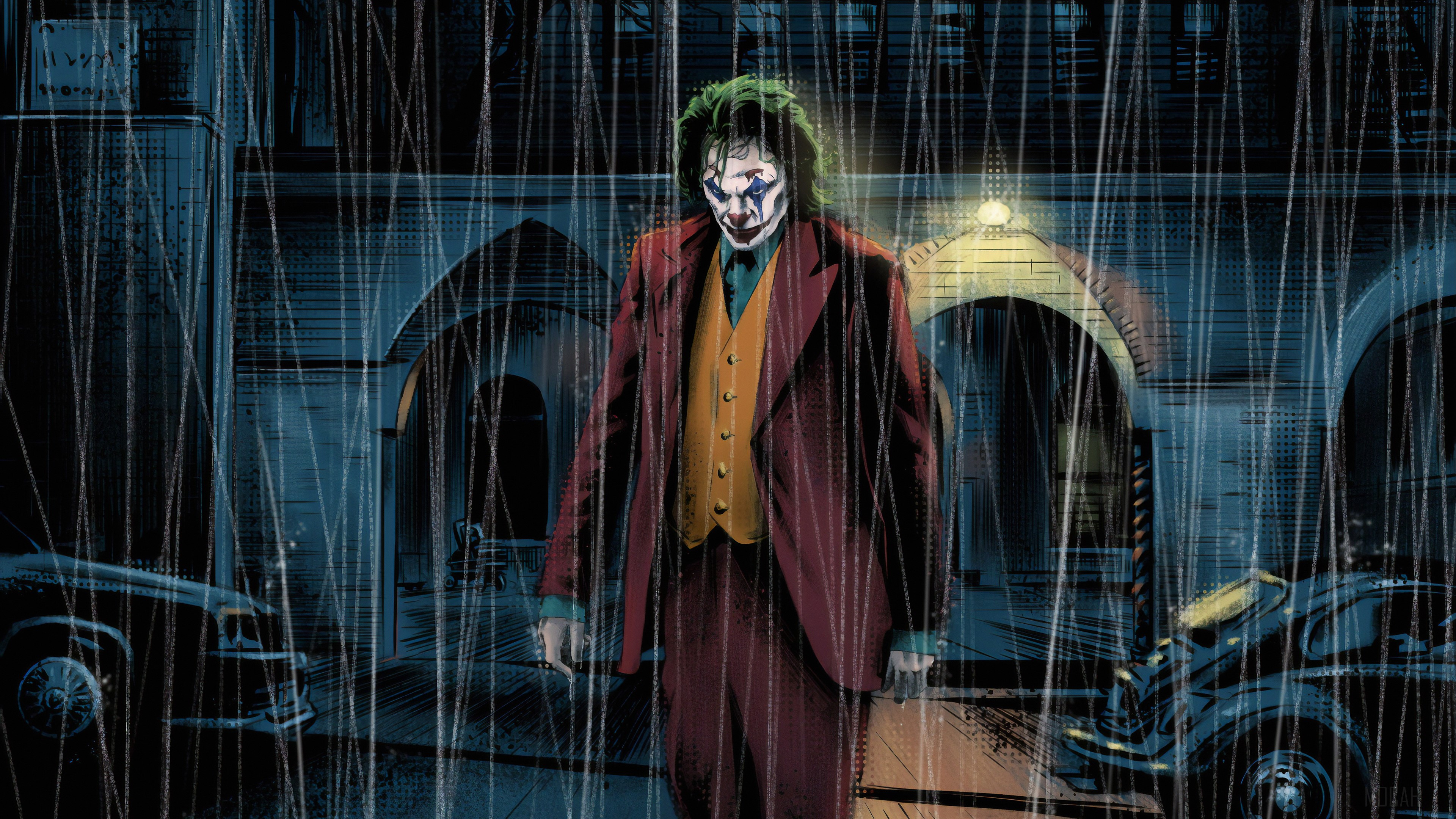 Joker in the Rain 4K HD Wallpaper