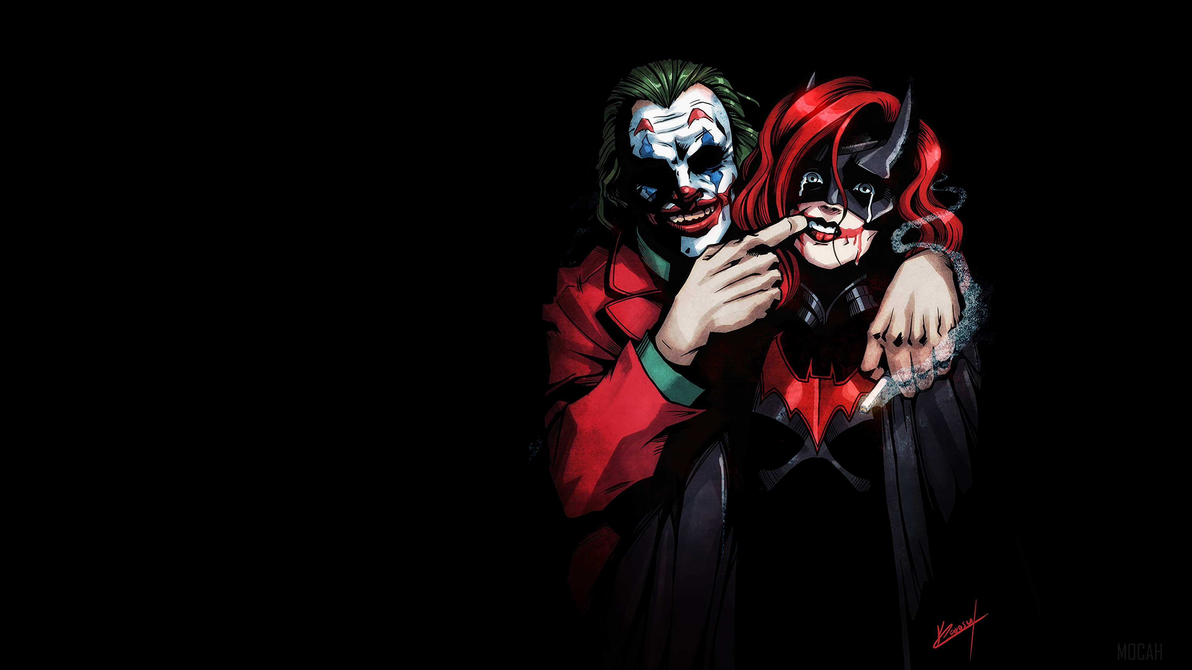Joker and Batgirl Keep Smiling 4K HD Wallpaper