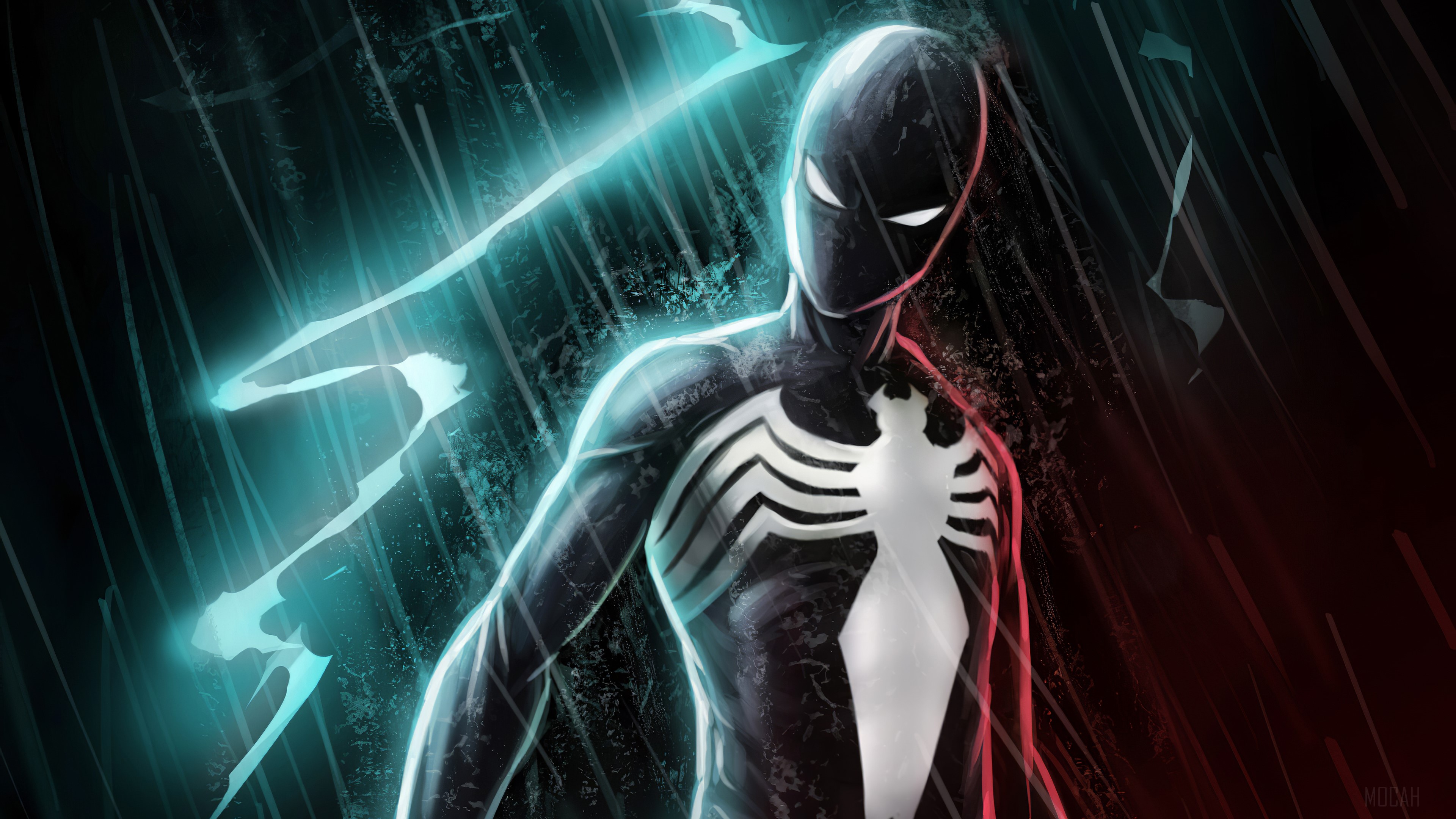 Black Spiderman with Lightning 4K HD Wallpaper