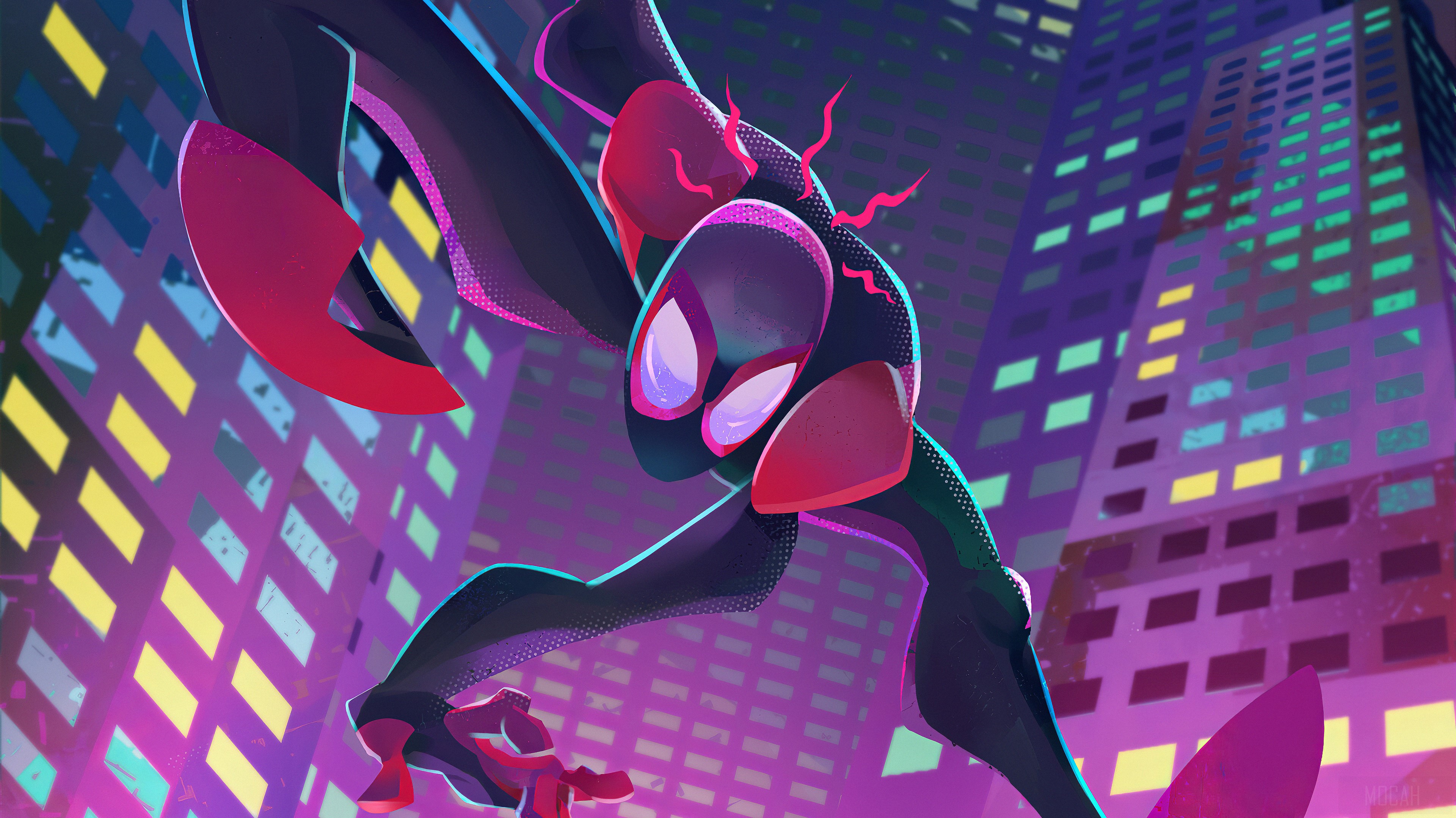 Spider-Man Miles Morales in a City HD Wallpaper