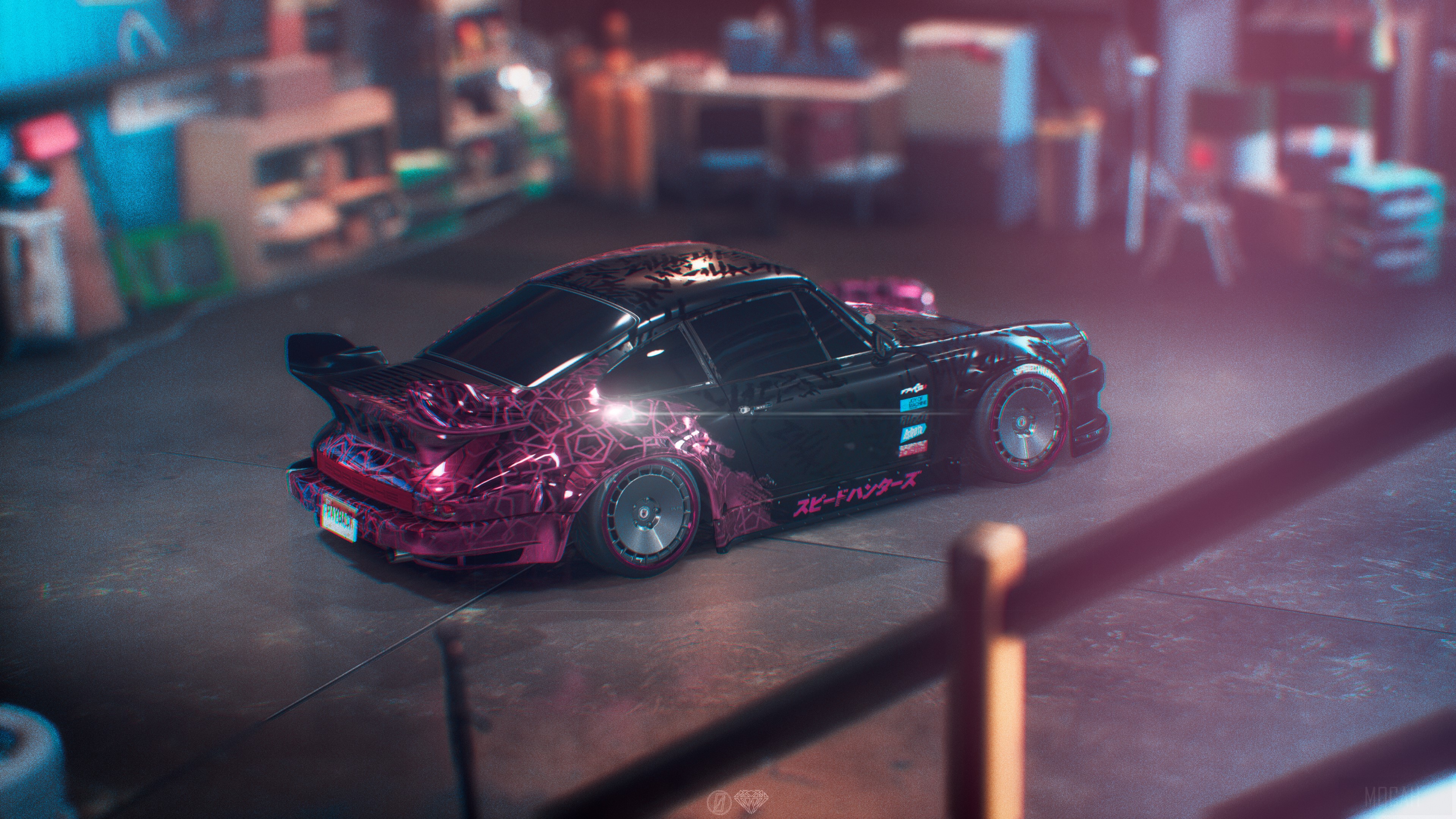 Customized Porsche 911 in a garage HD Wallpaper