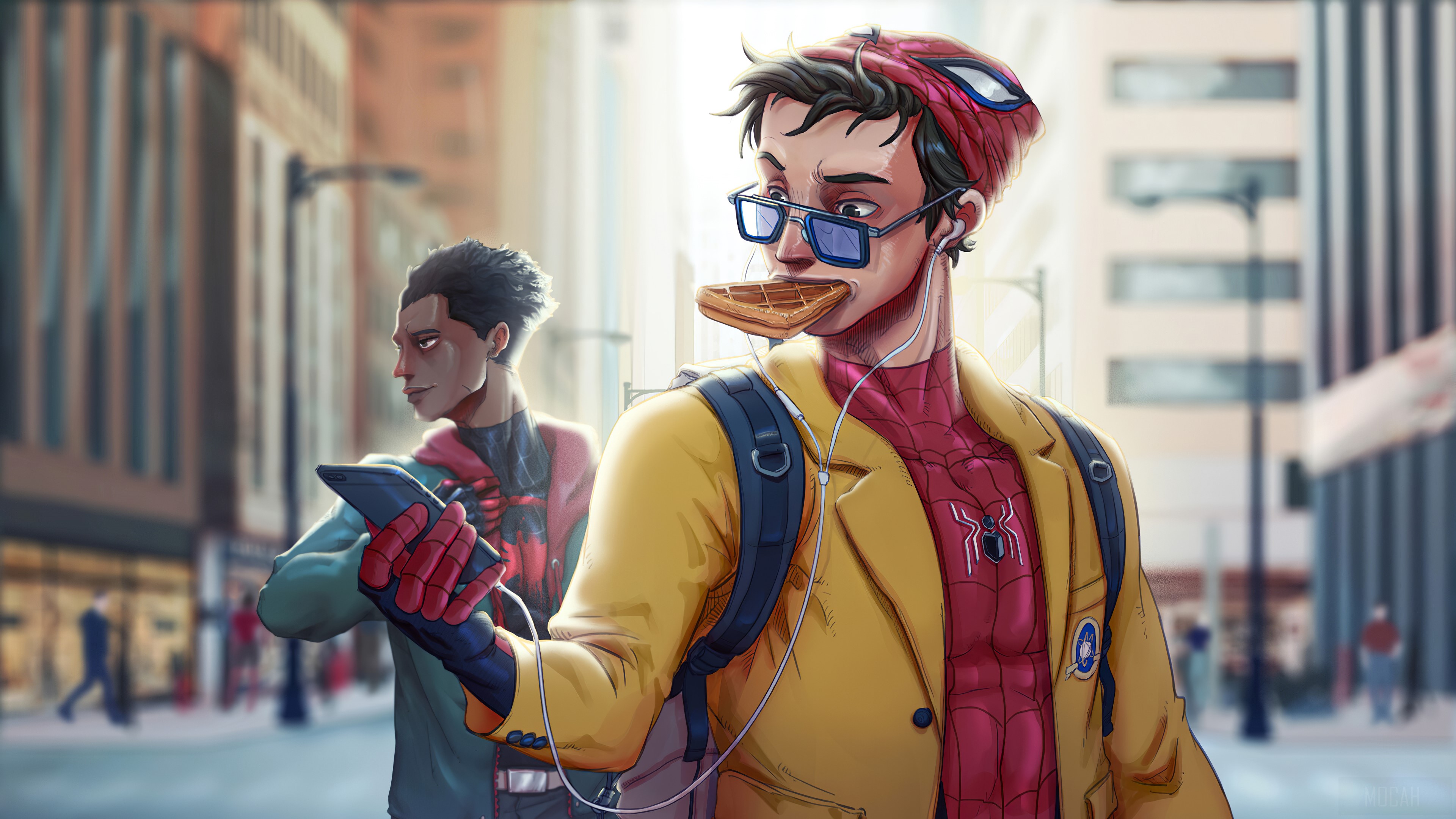 Spider-Man Eating Waffle 4K HD Wallpaper