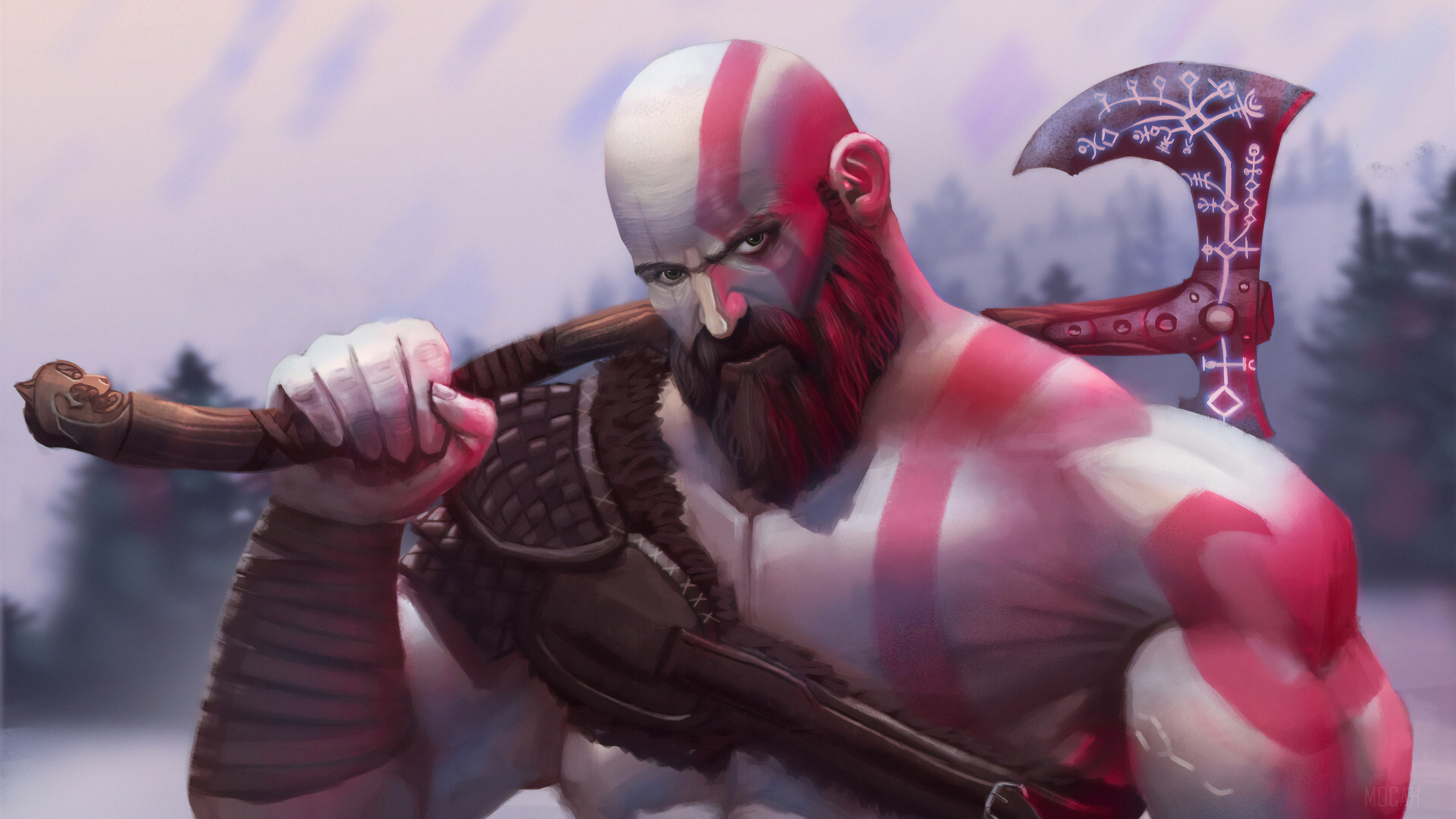 Kratos with Leviathan Axe 4K HD Wallpaper