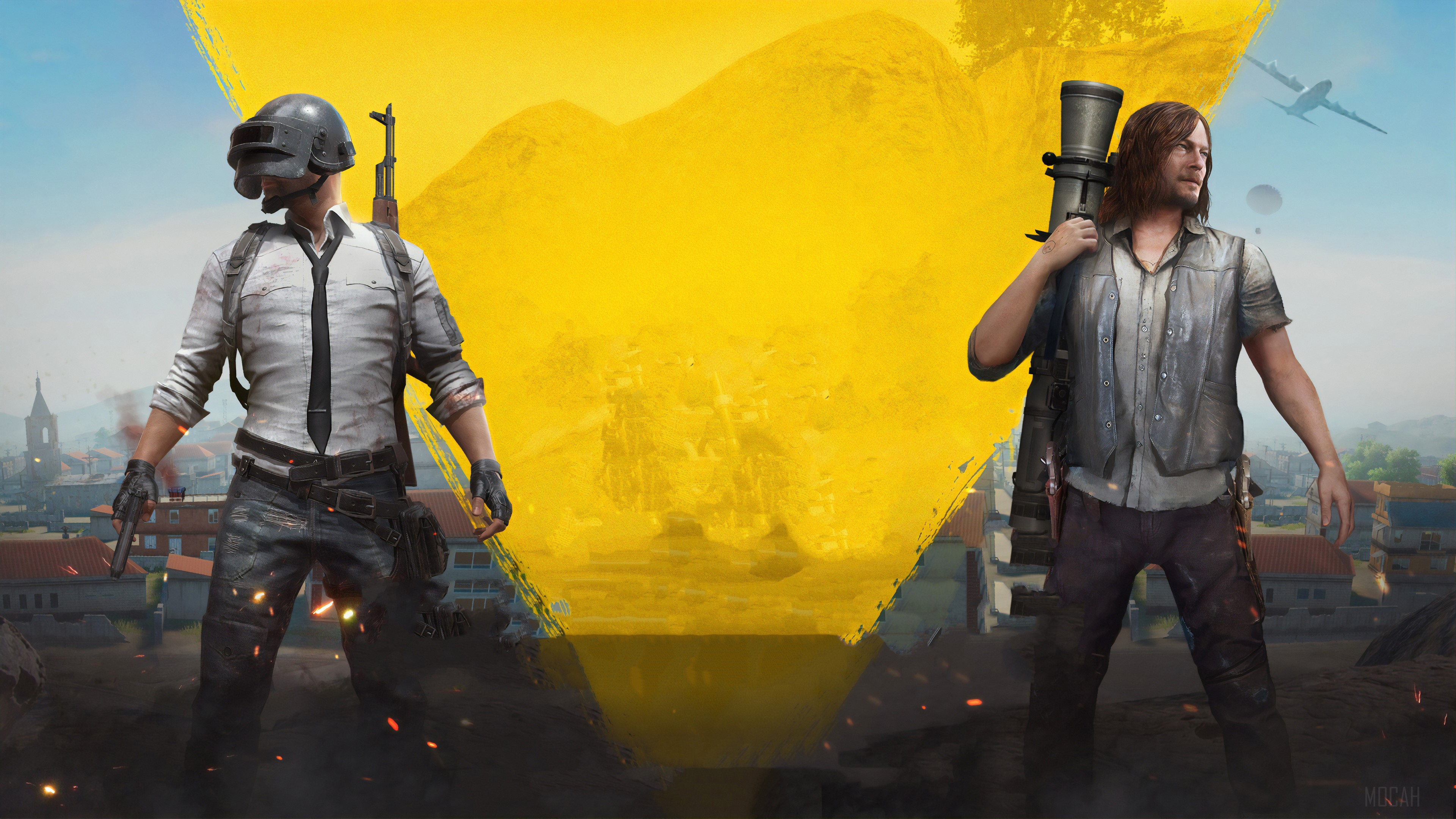 Characters from PUBG and The Walking Dead 4K HD Wallpaper