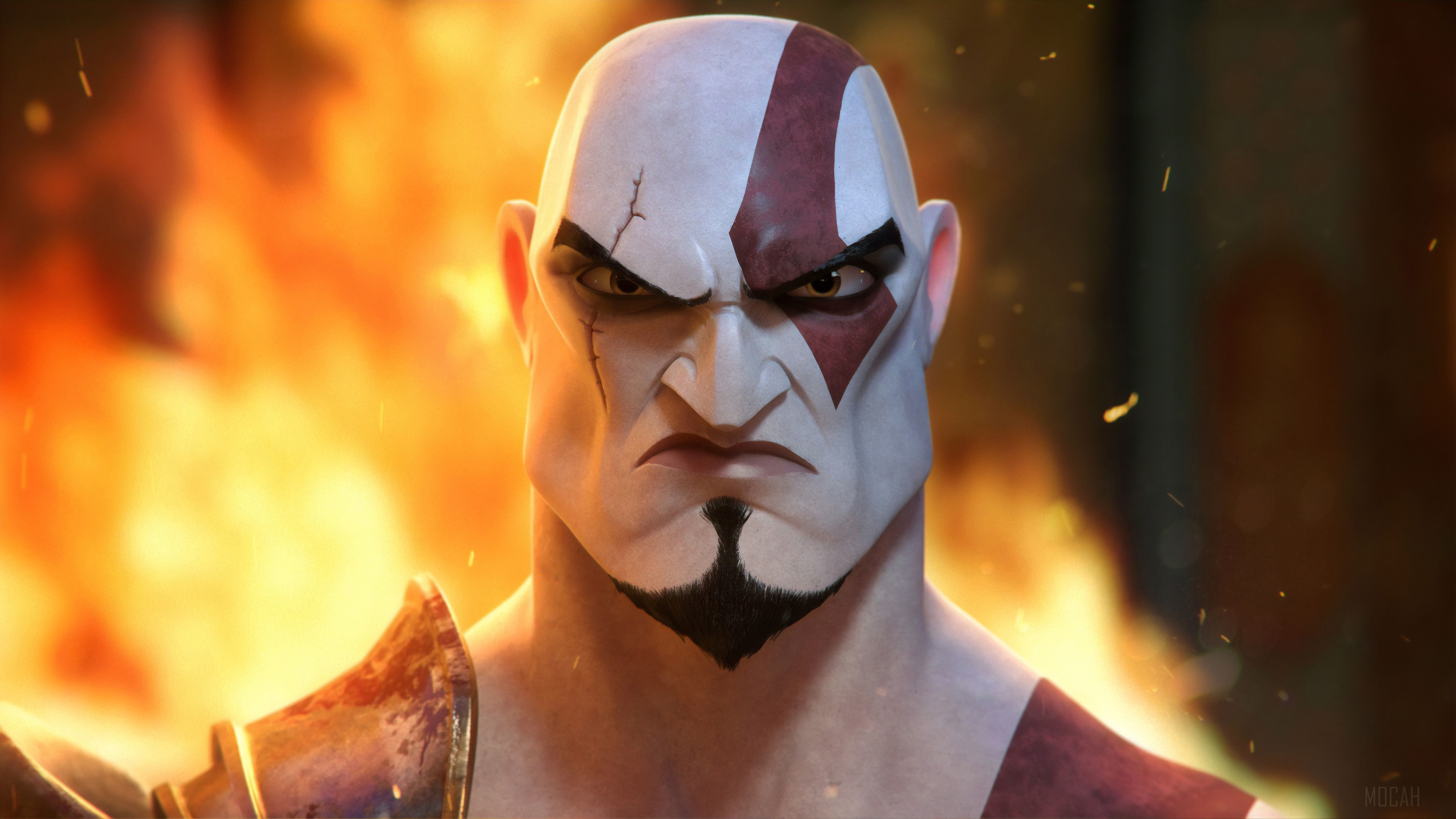 Kratos from God of War Angry Art 4K HD Wallpaper