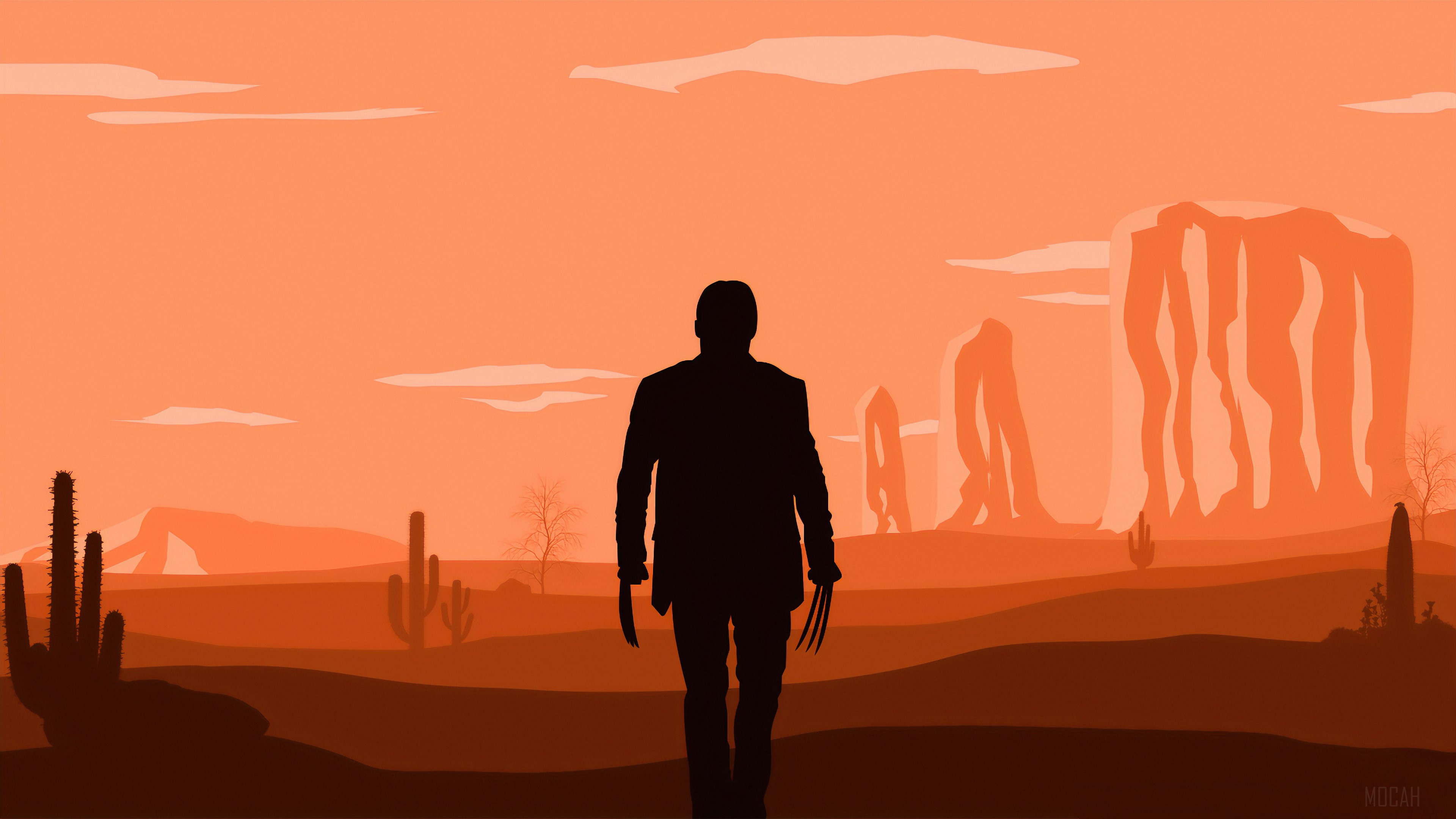 Wolverine from X-Men in a desert landscape 4K HD Wallpaper