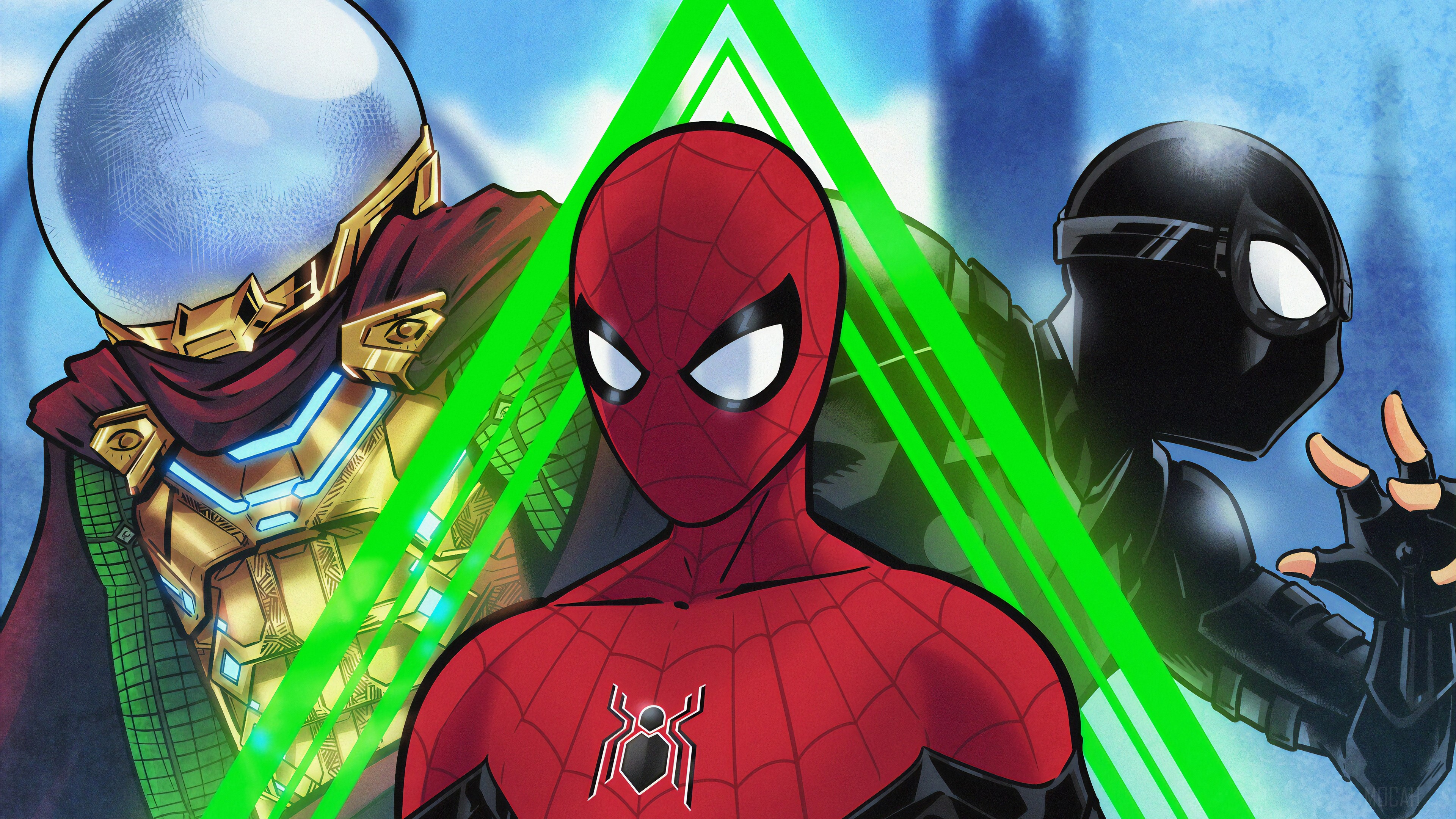 Spider-Man and Mysterio from Spider-Man: Far From Home 4K HD Wallpaper