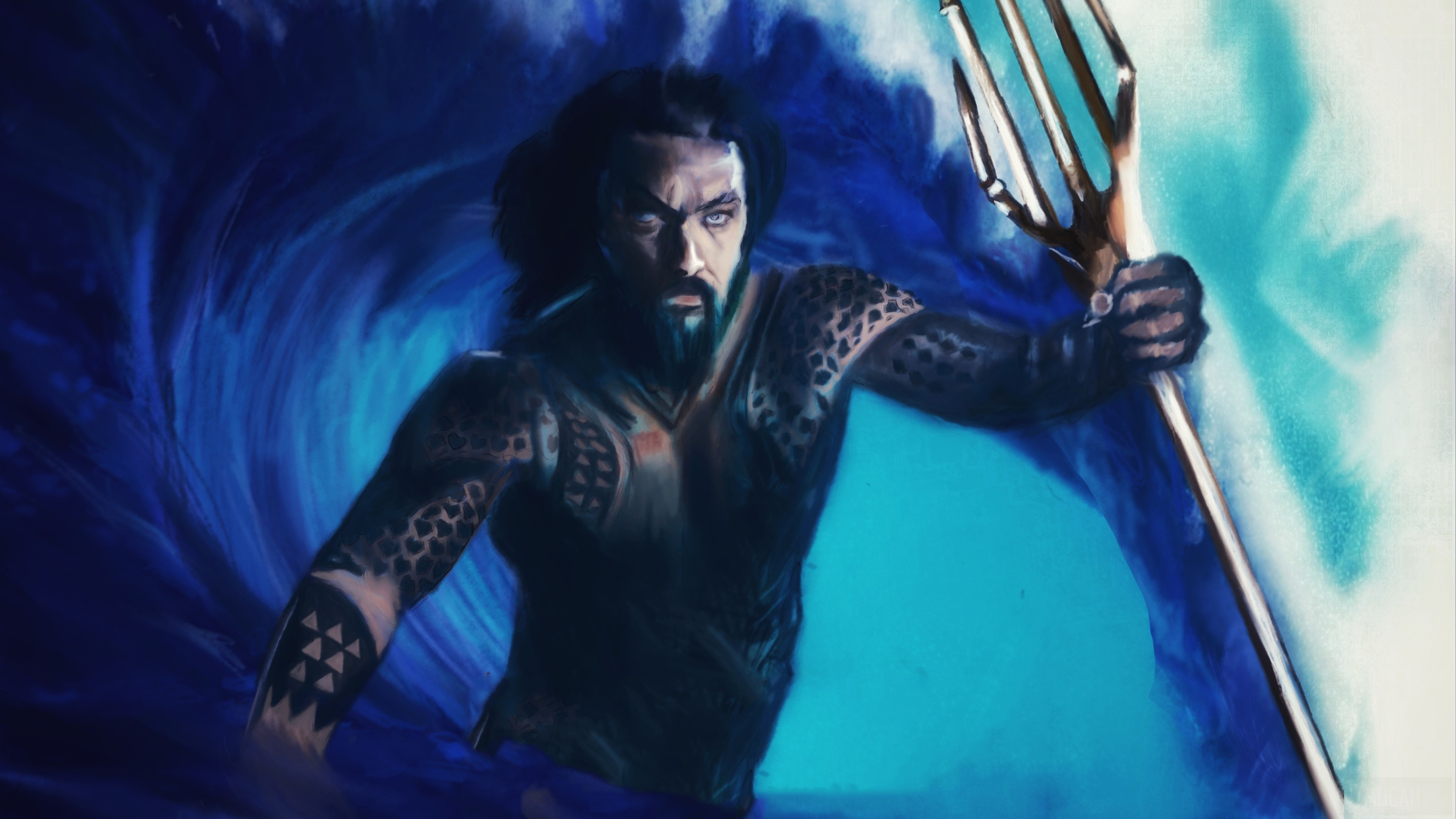 Aquaman from DC Comics holding a trident HD Wallpaper