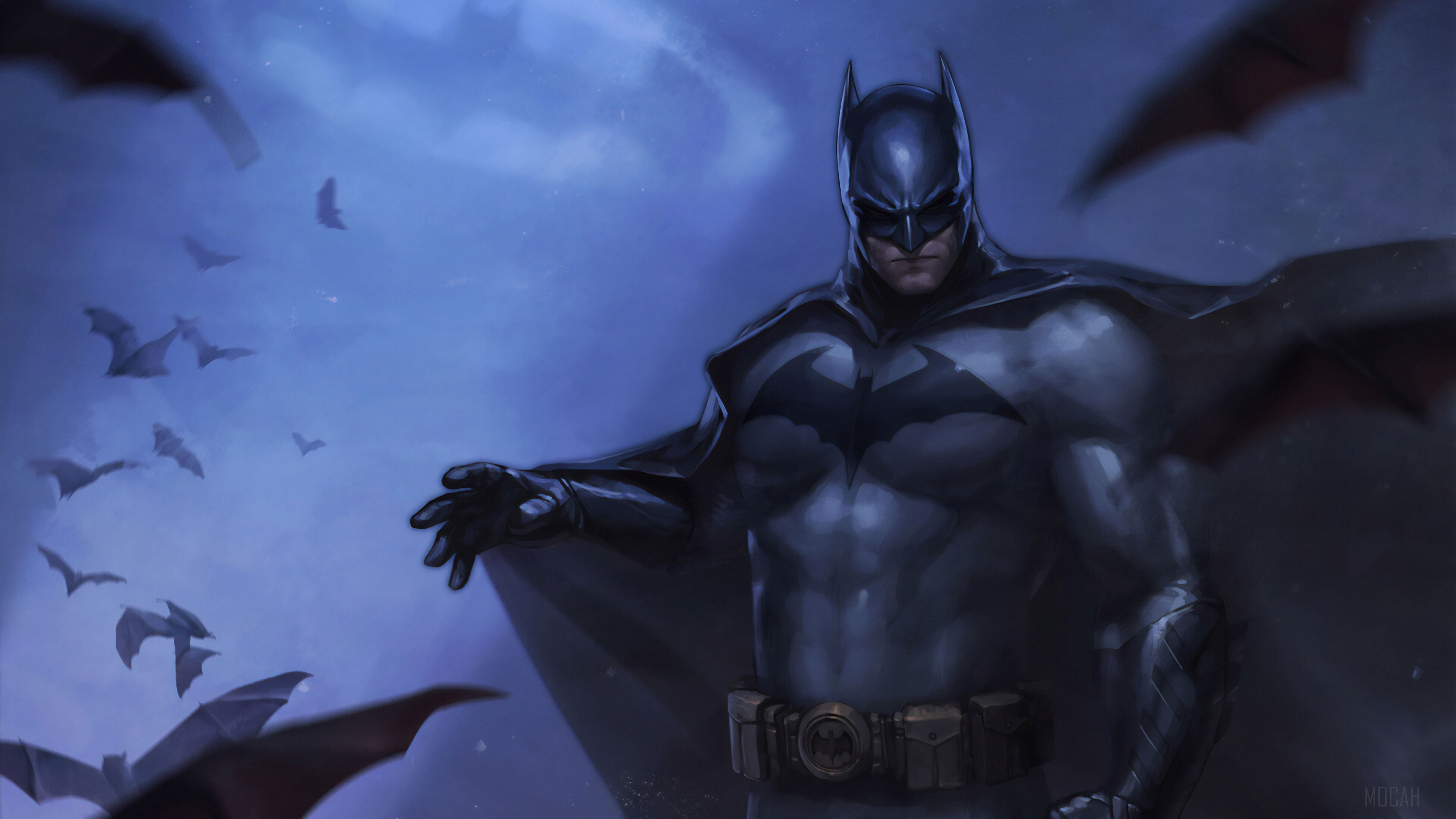 Batman surrounded by bats HD Wallpaper