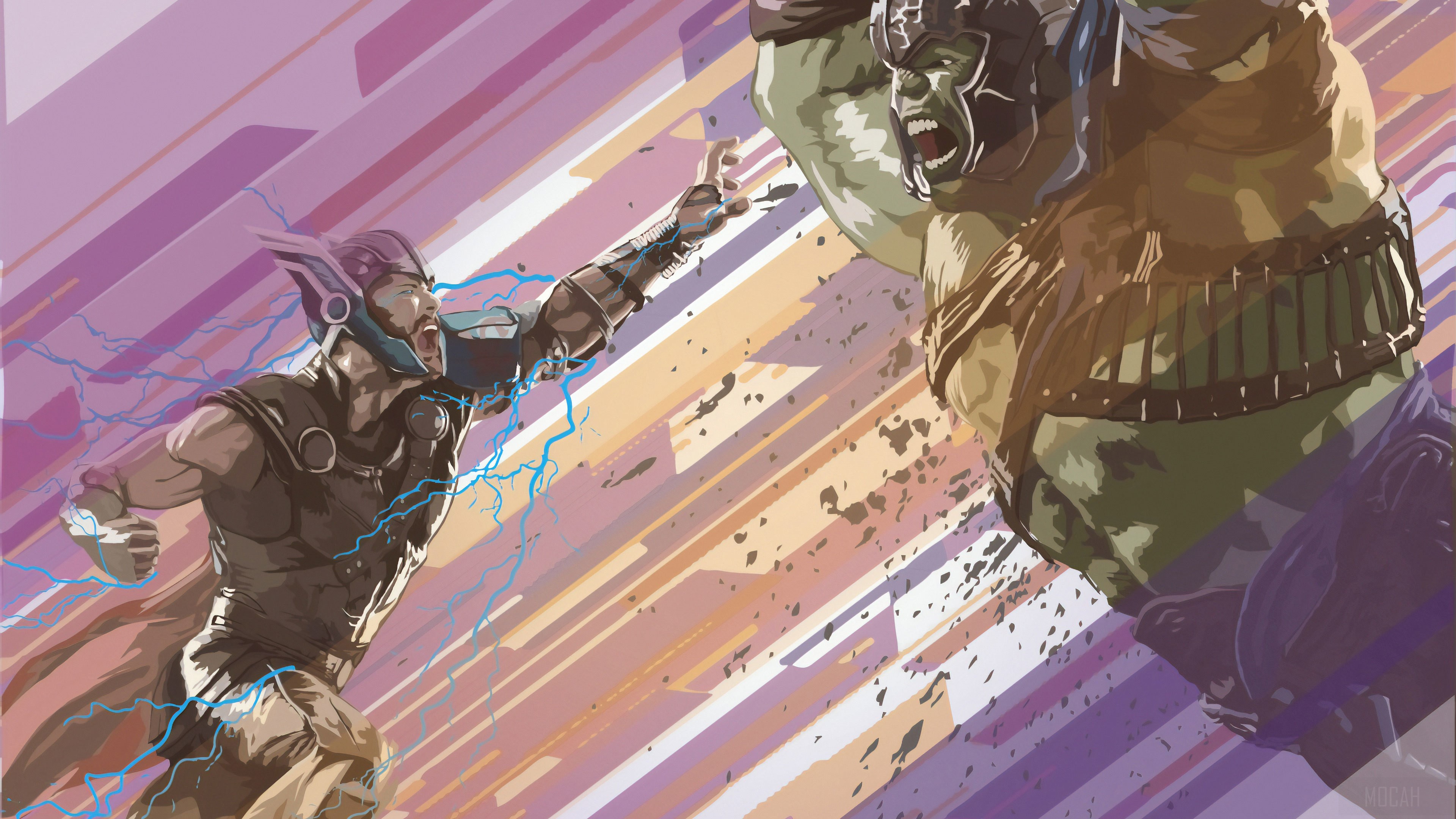 Thor and Hulk in battle 4K HD Wallpaper
