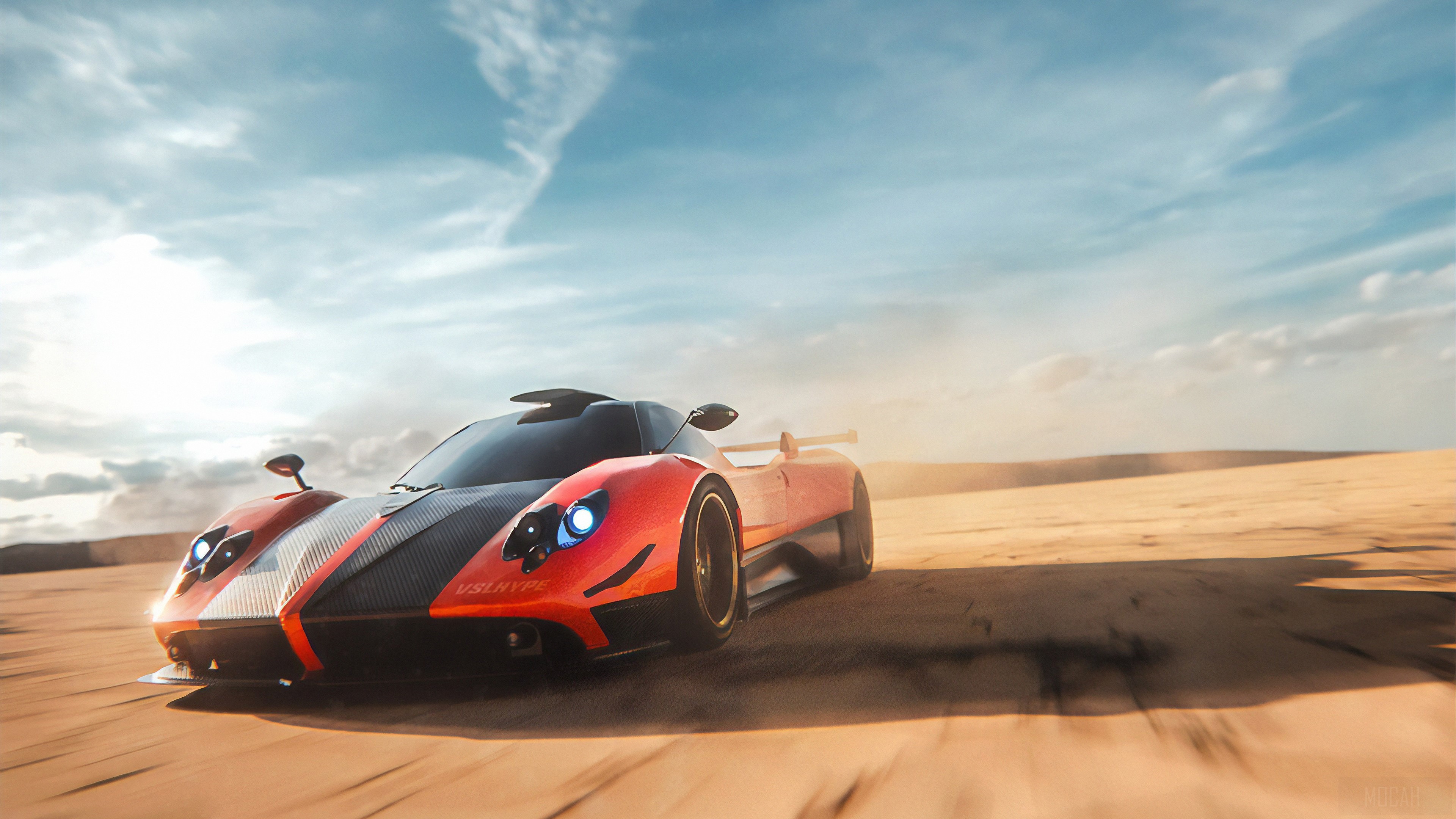 Pagani Zonda in Desert 4K HD Wallpaper