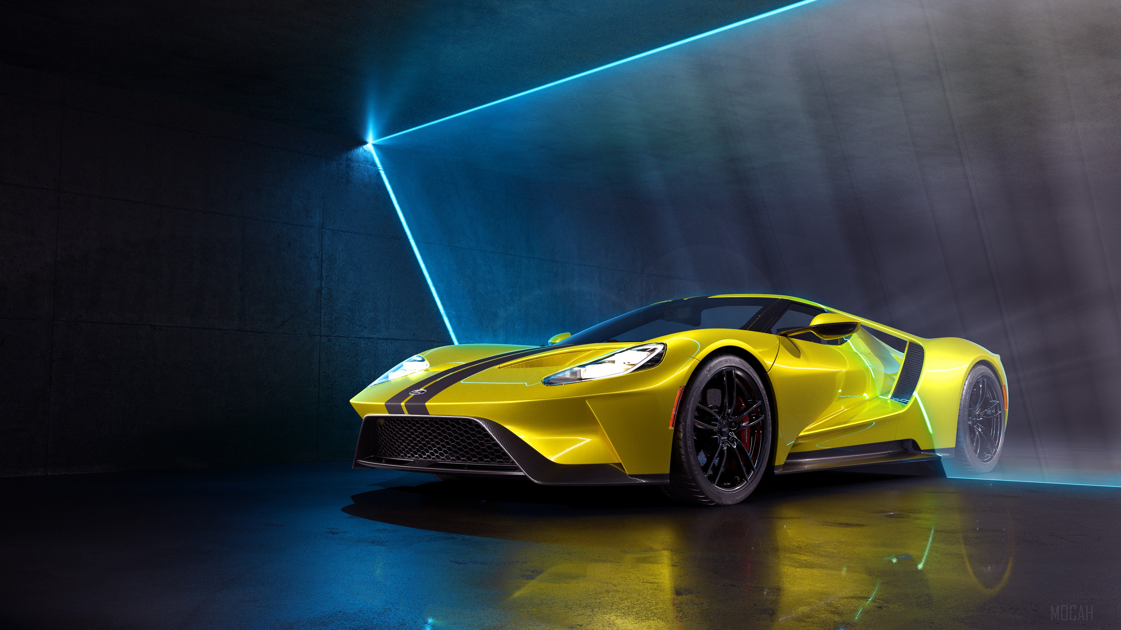 Yellow Ford GT CGI 4K HD Wallpaper