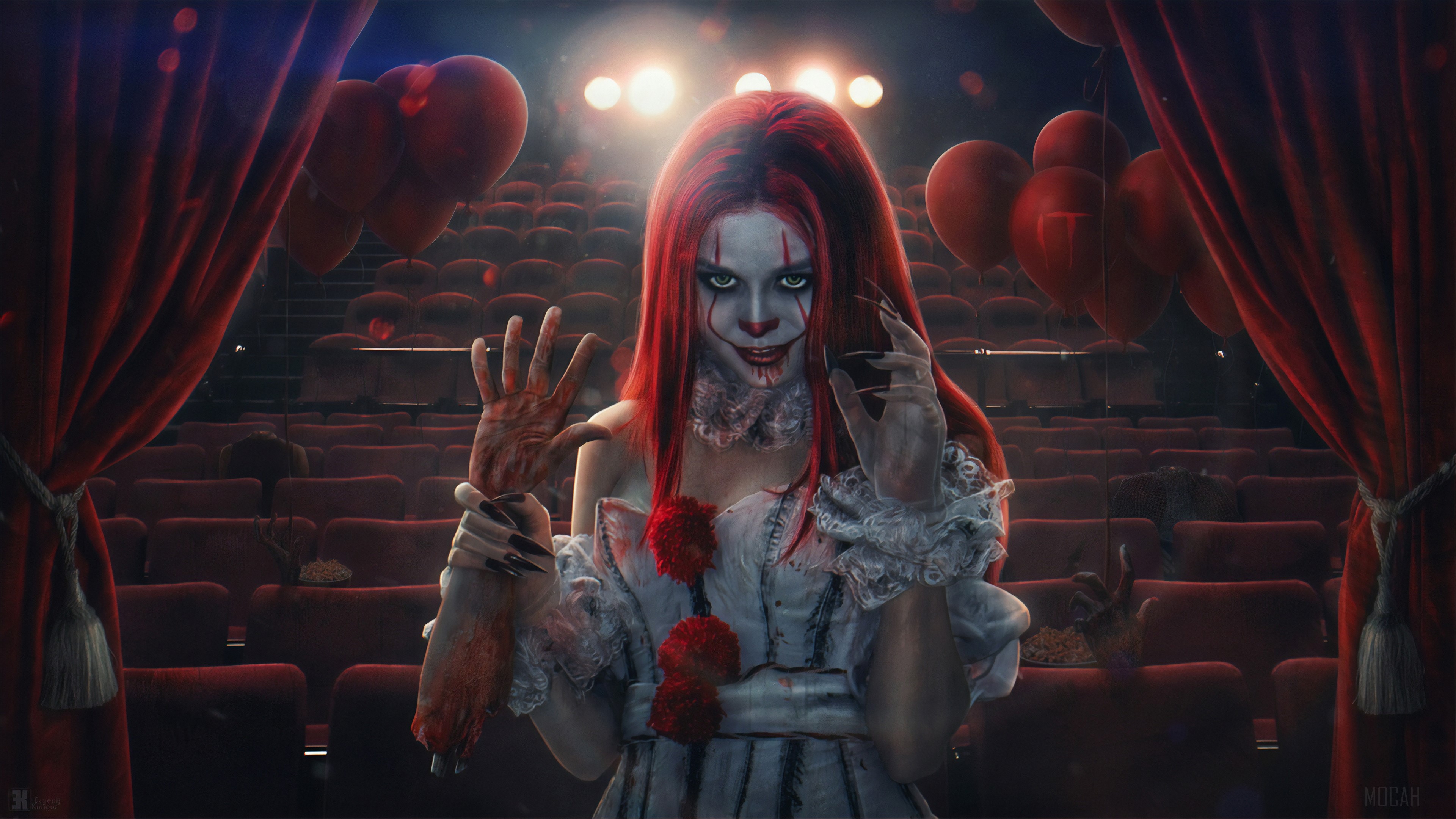Pennywise Clone Girl in Cinema 4K HD Wallpaper