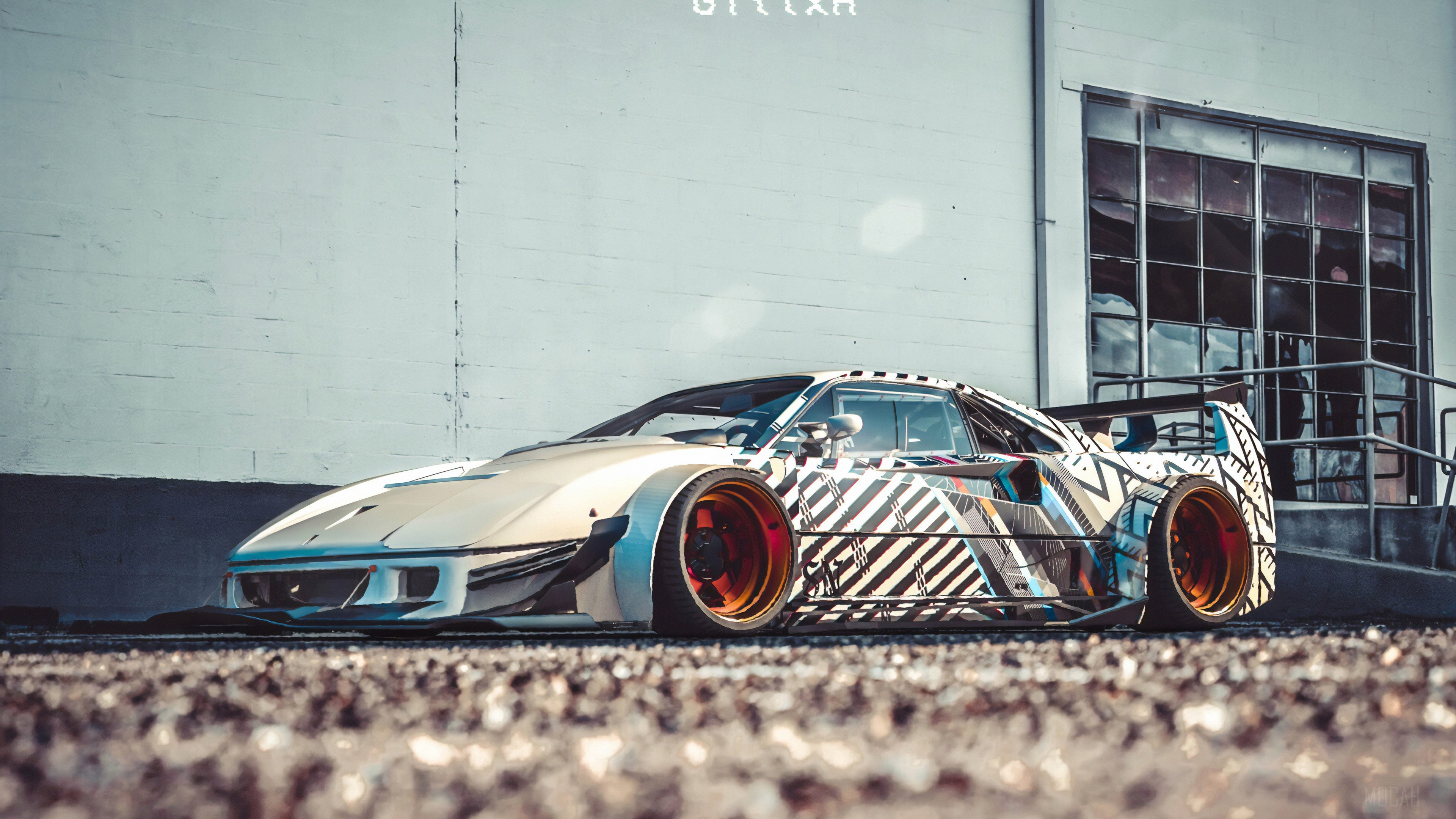 Modified Porsche 911 with abstract livery 4K HD Wallpaper