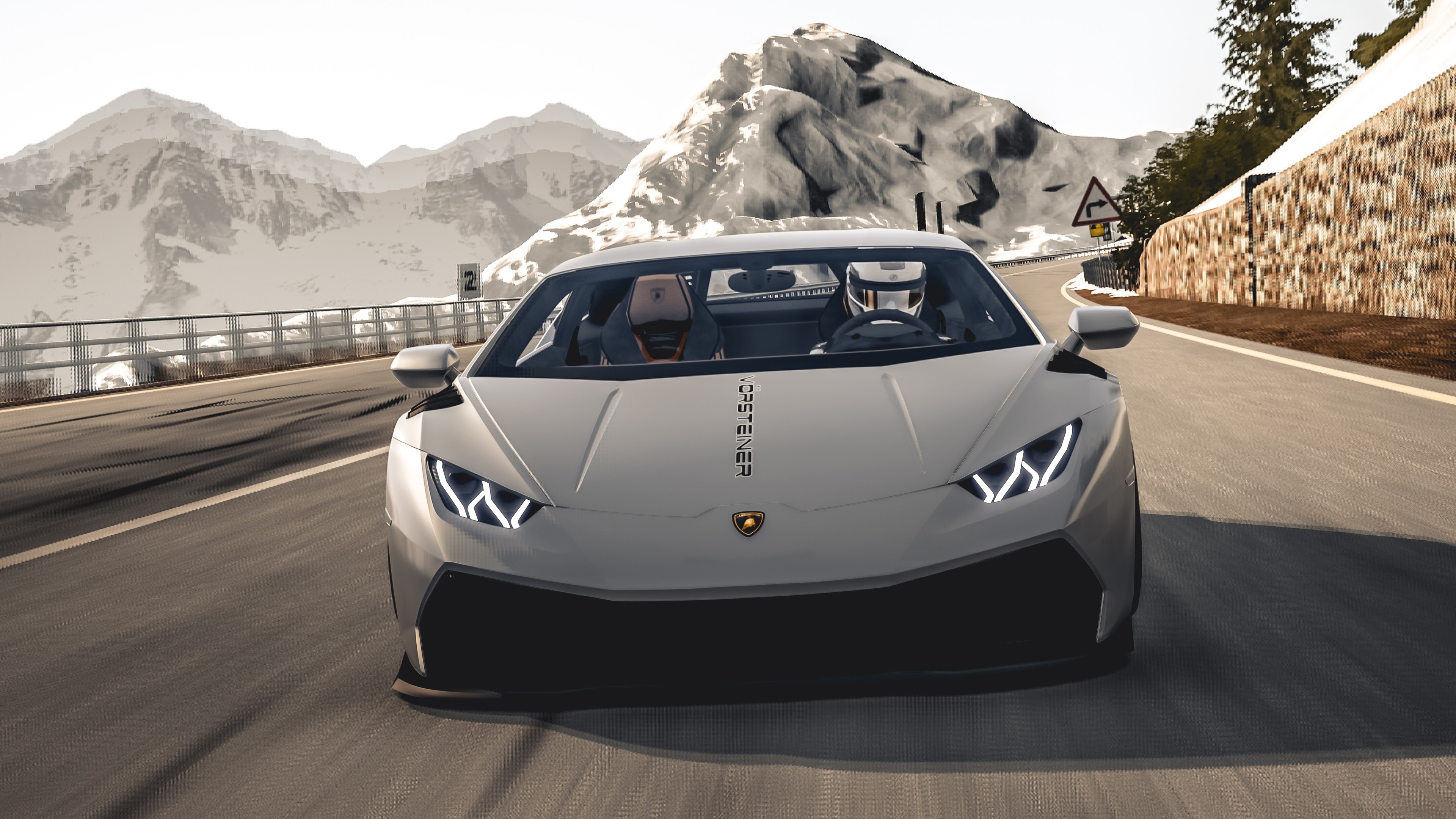 Vorsteiner Lamborghini Huracan on a mountain road 4K HD Wallpaper