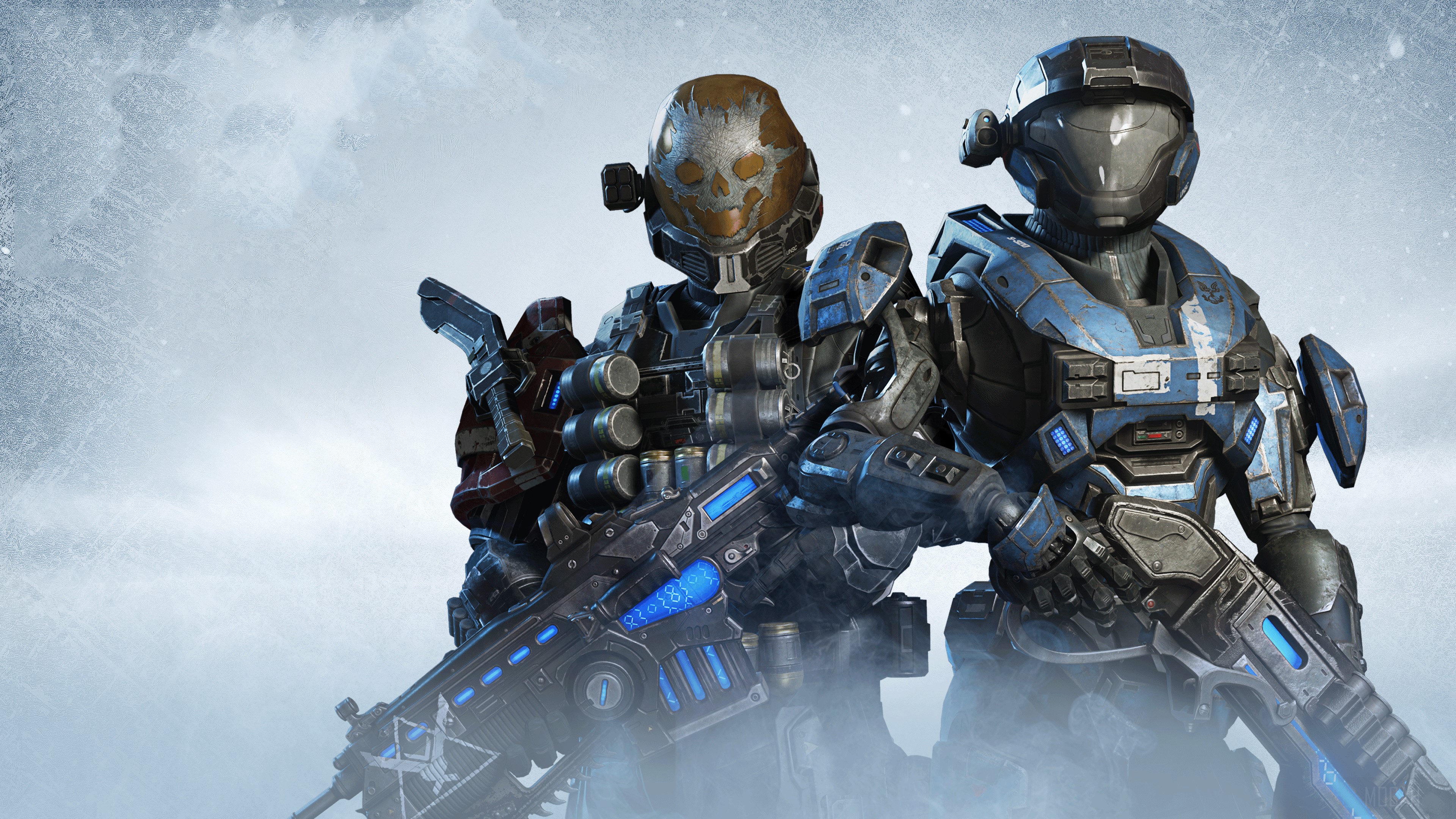 Two Gears 5 characters in armor with weapons HD Wallpaper