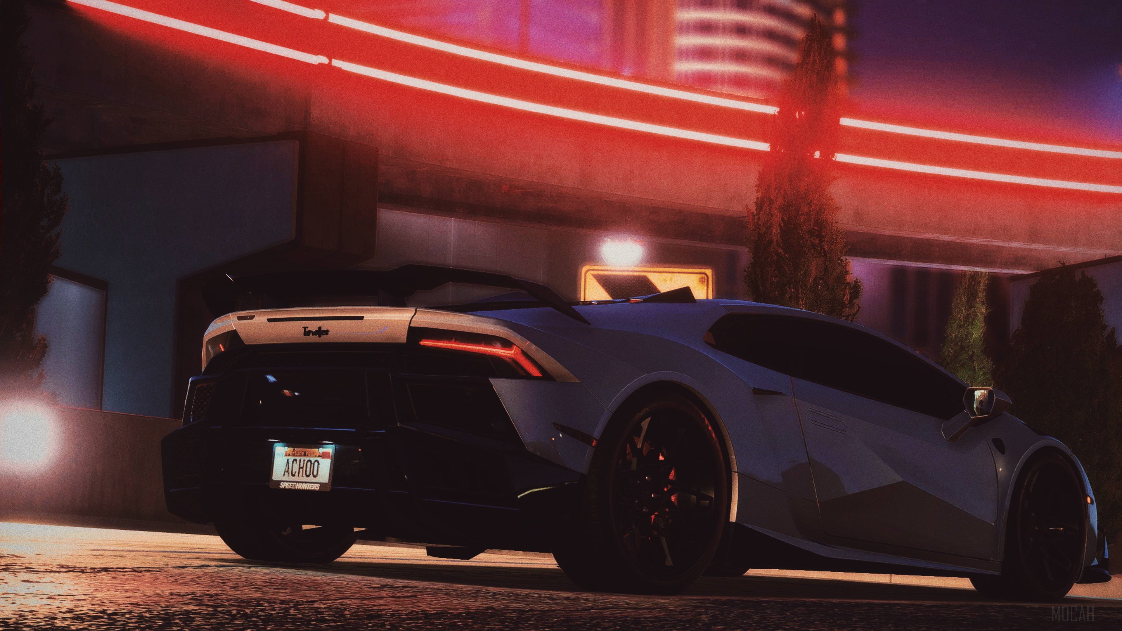 White Lamborghini Rear 4K HD Wallpaper