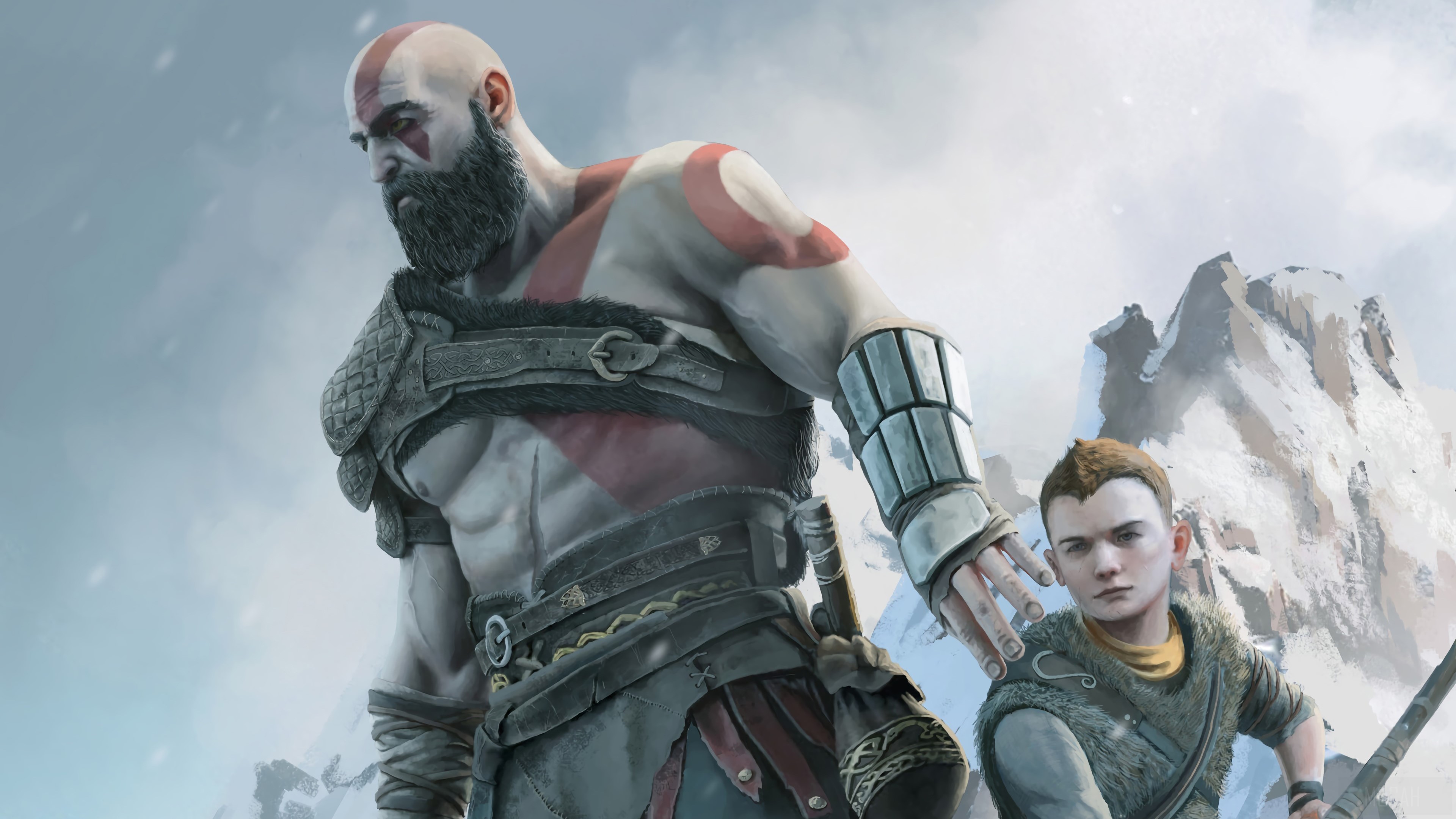 Kratos and Atreus from God of War 4K HD Wallpaper