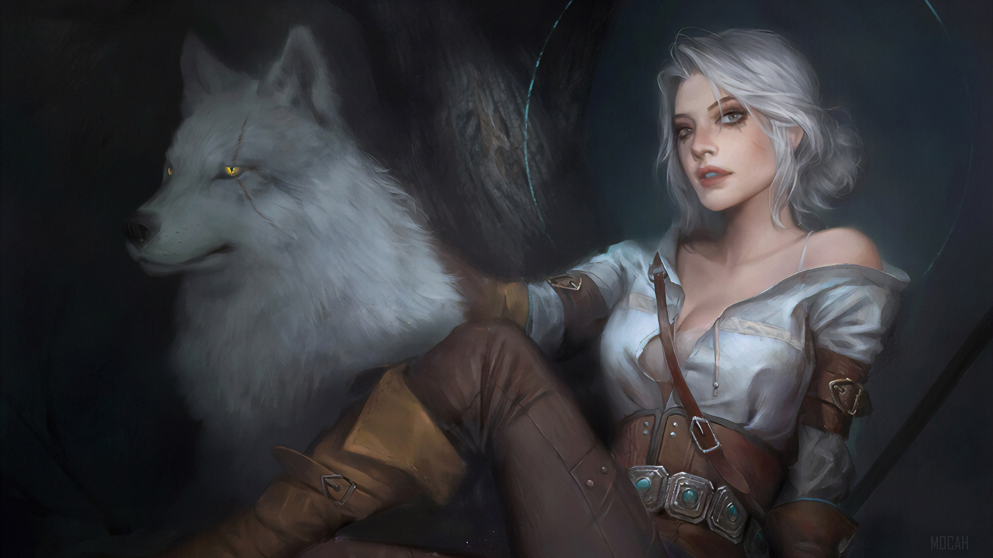 Ciri and Wolf from The Witcher 3 4K HD Wallpaper