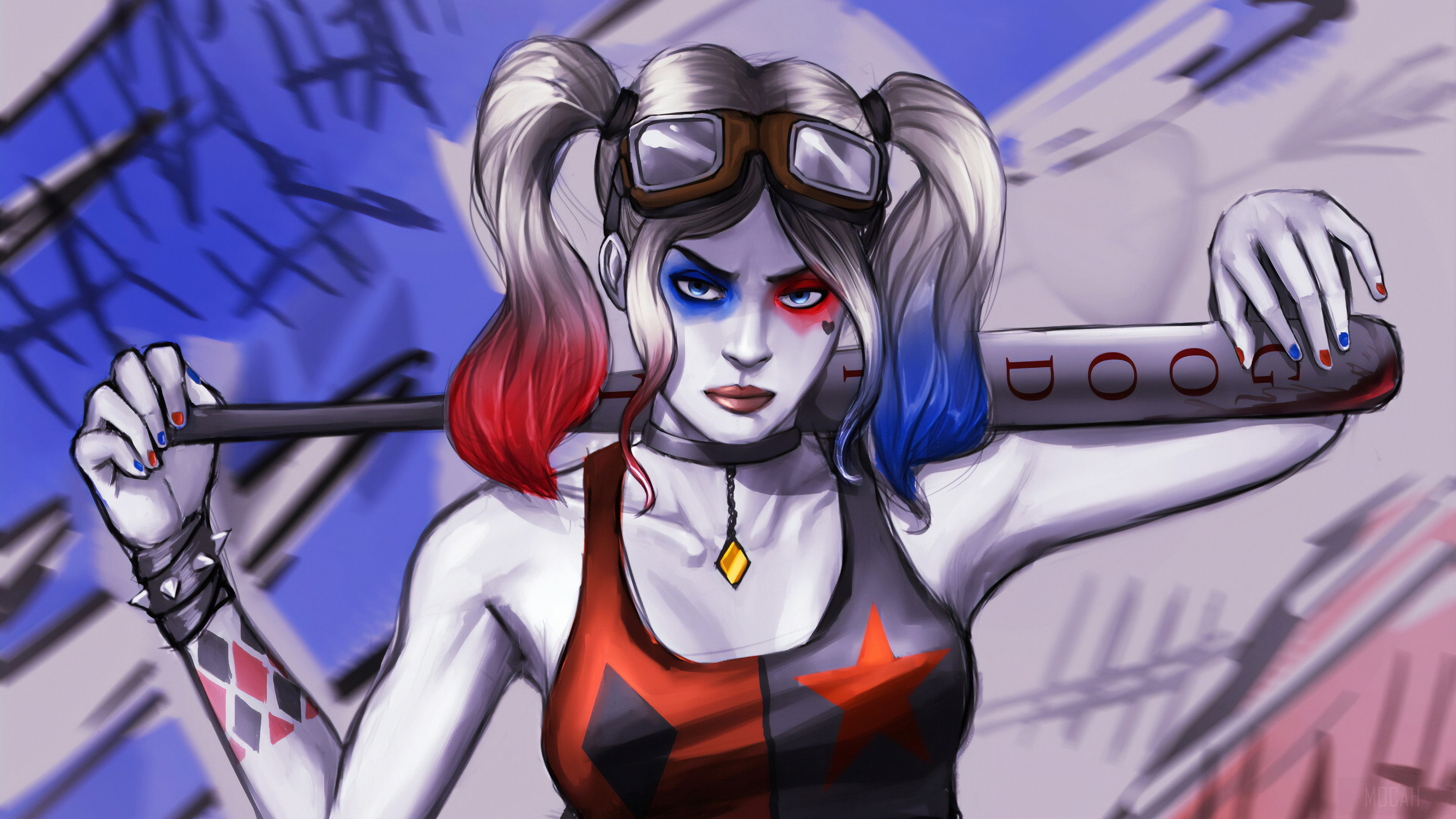 Harley Quinn with a baseball bat HD Wallpaper