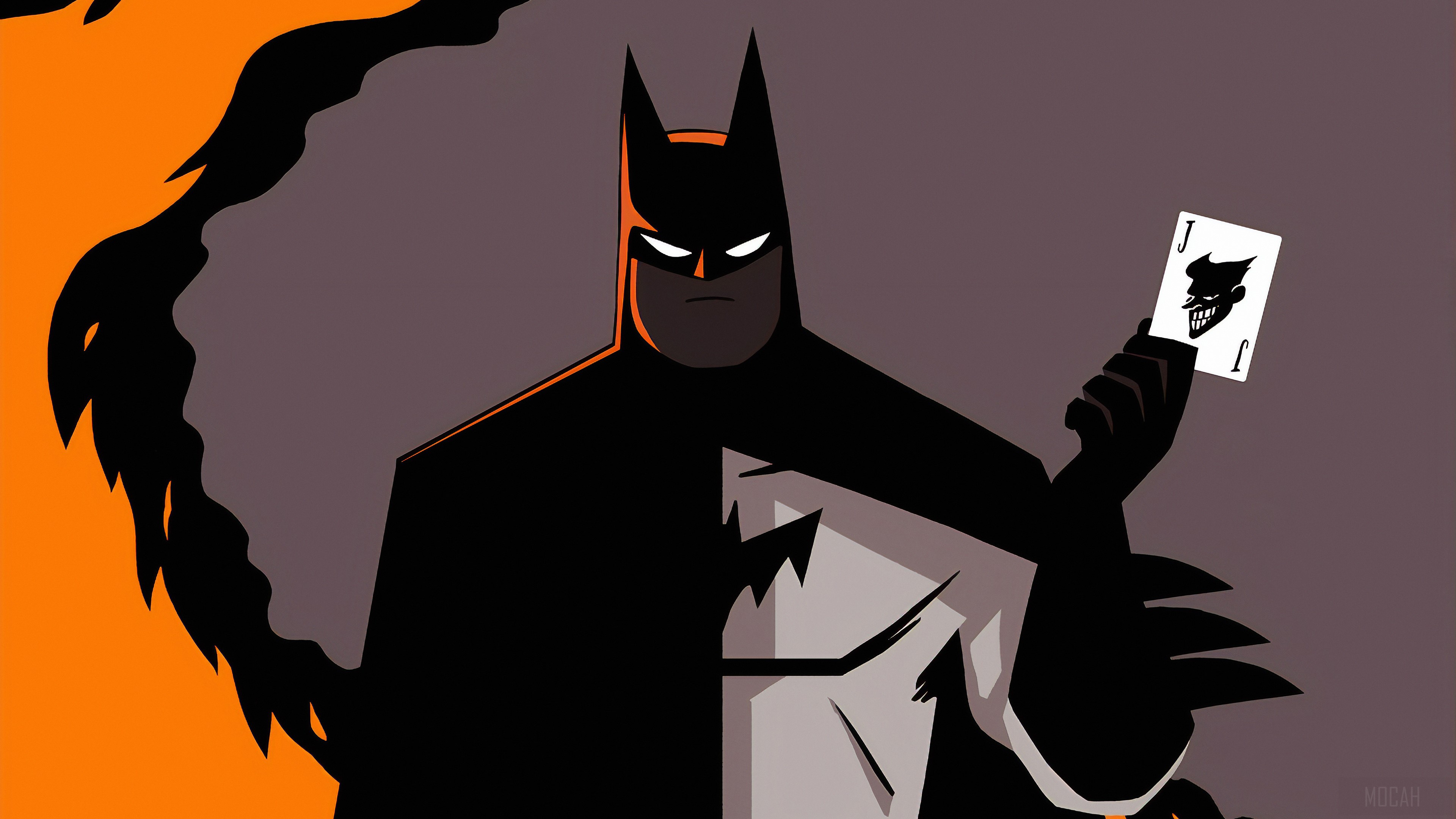 Batman holding Joker card 4K HD Wallpaper