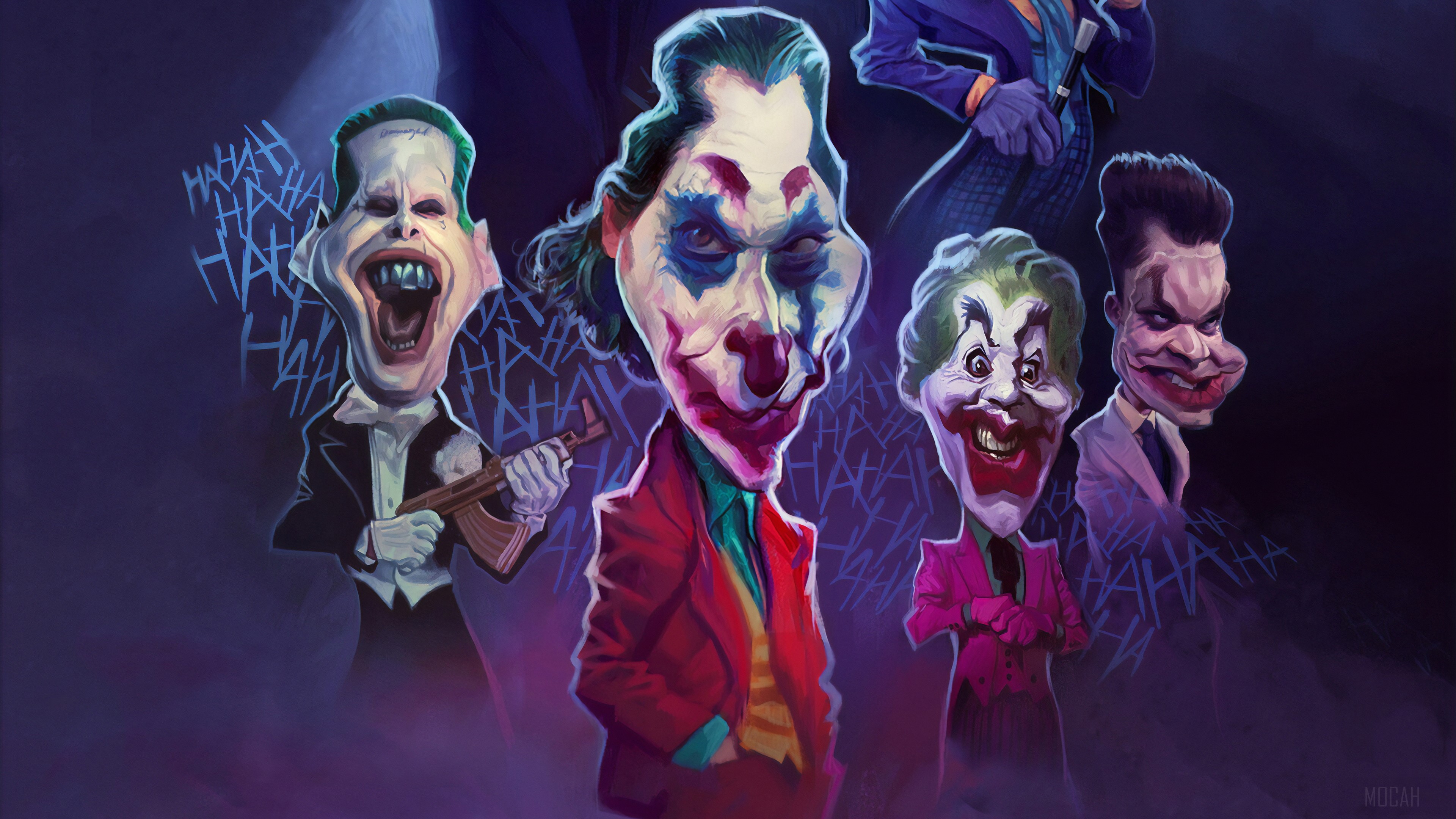 Multiple Jokers Caricature Art 4K HD Wallpaper