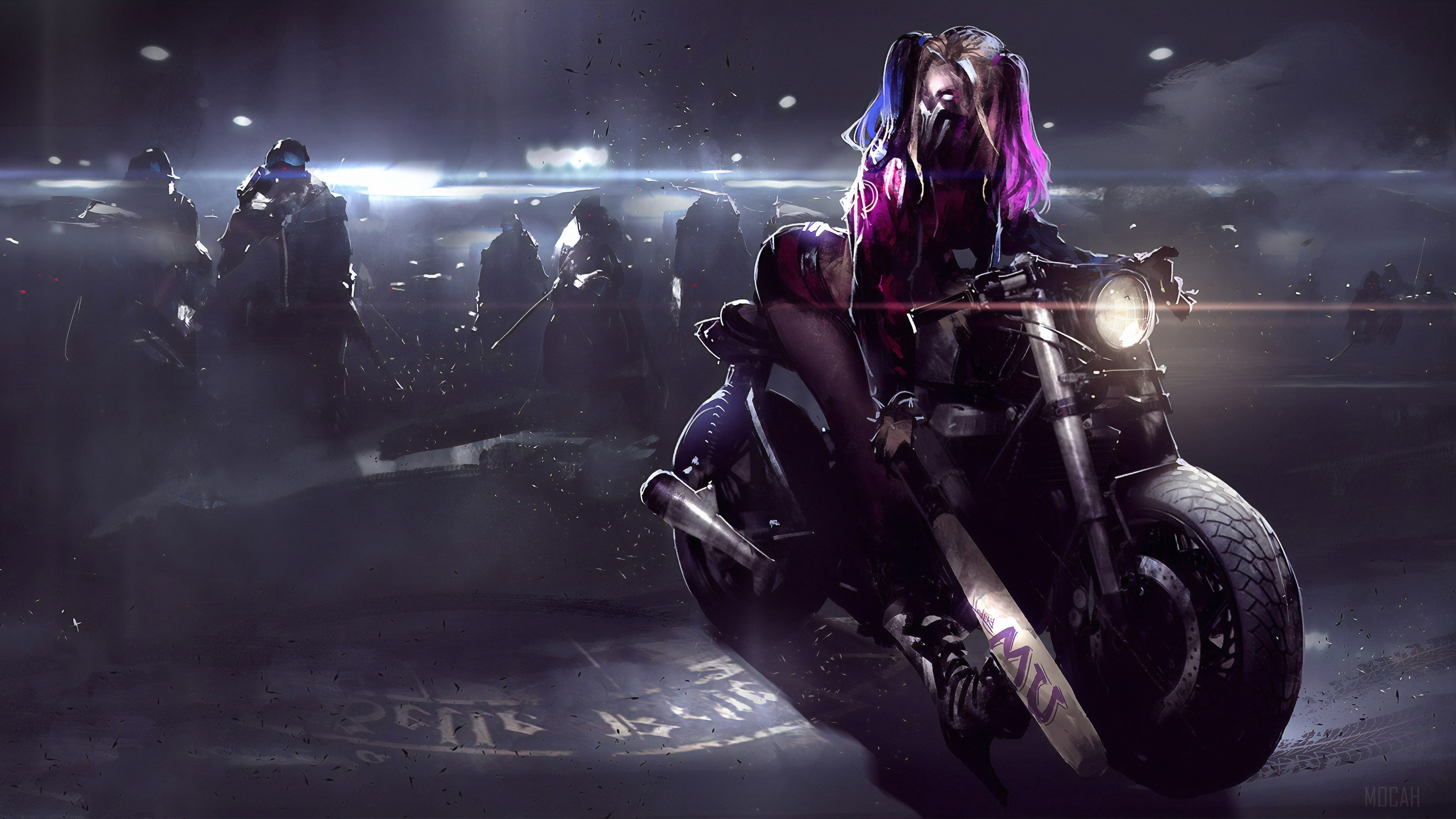 Harley Quinn on a Motorcycle 4K HD Wallpaper
