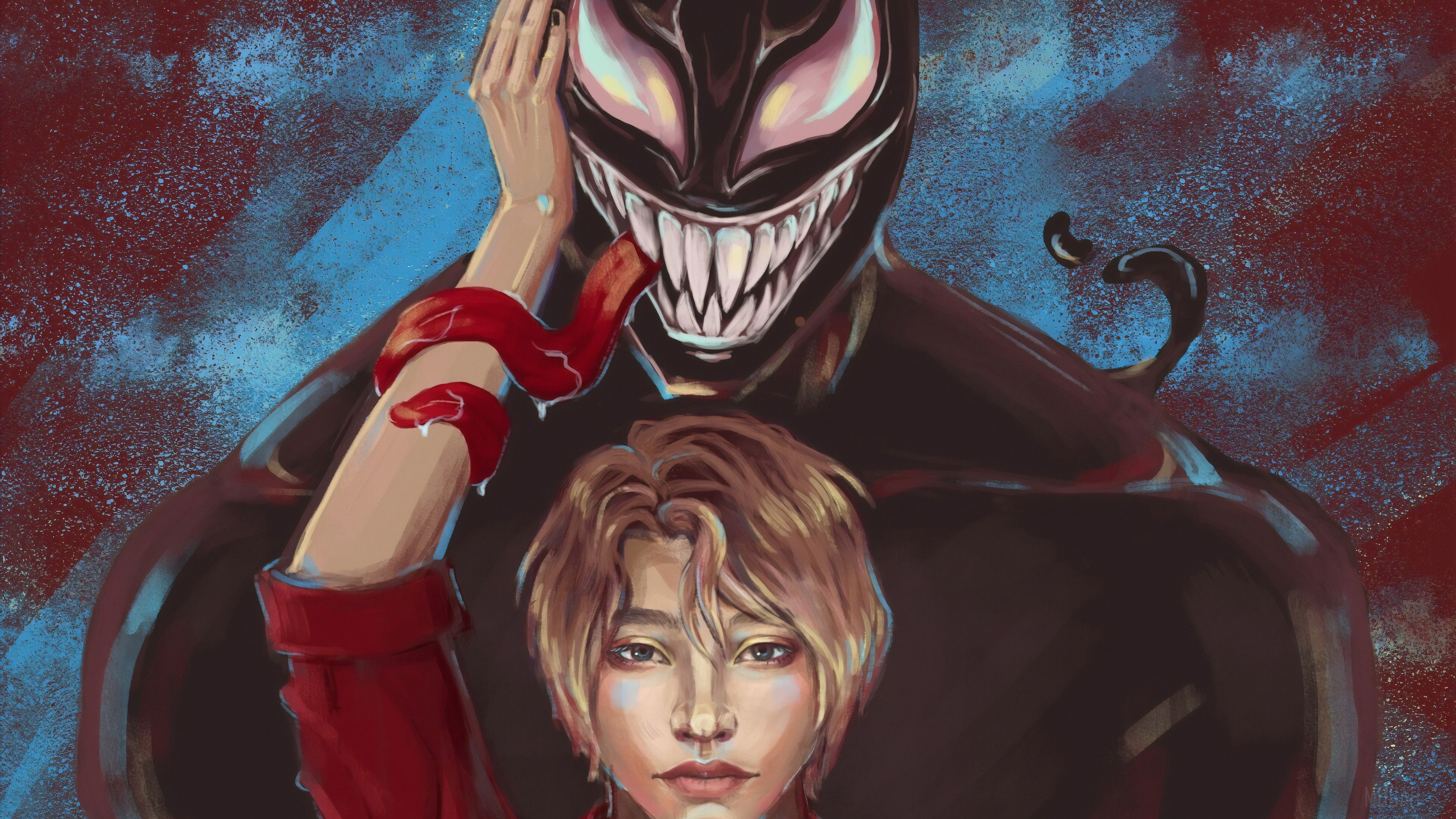 Venom with a young woman 4K HD Wallpaper
