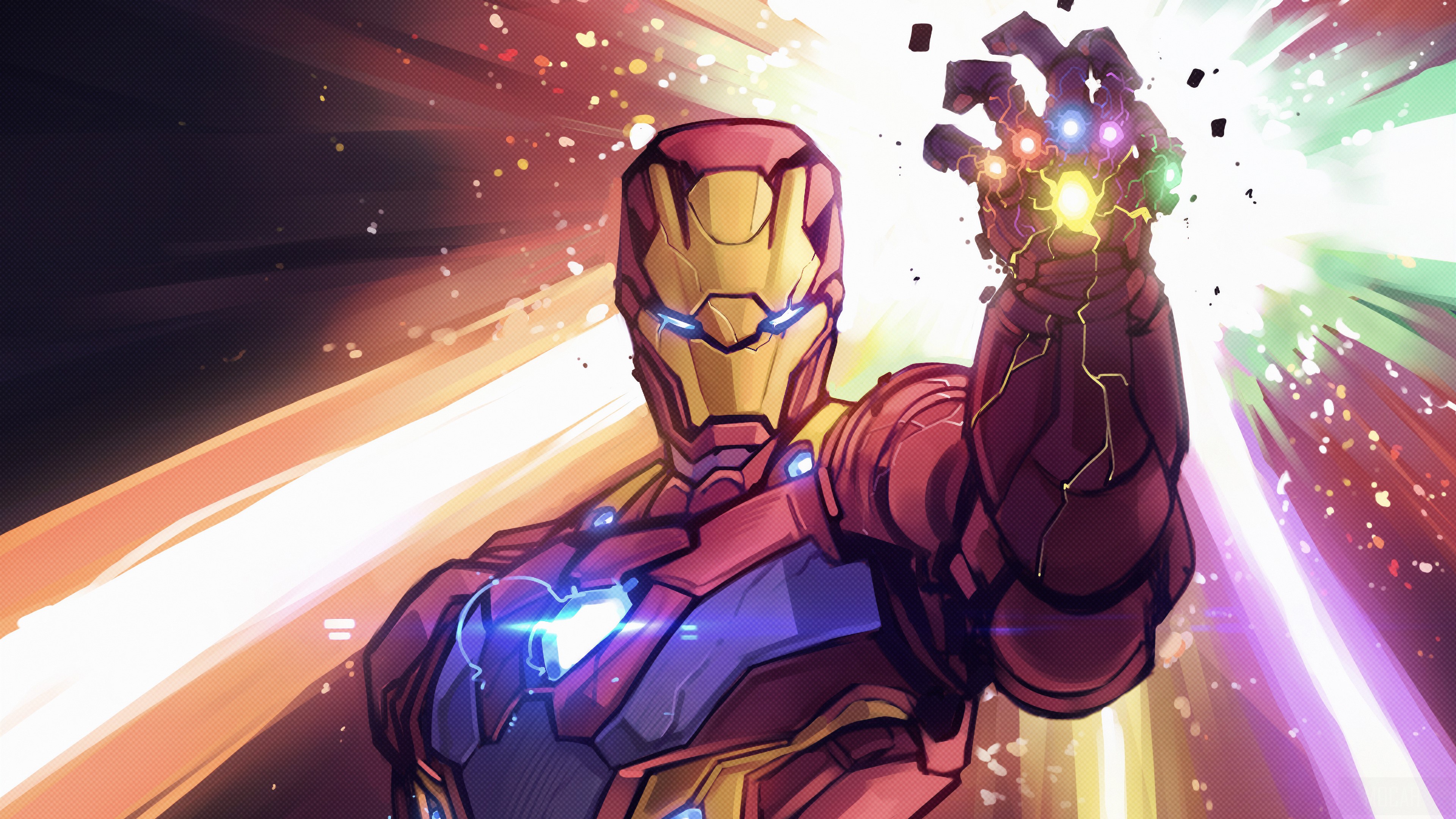 Iron Man with Infinity Gauntlet 4K HD Wallpaper