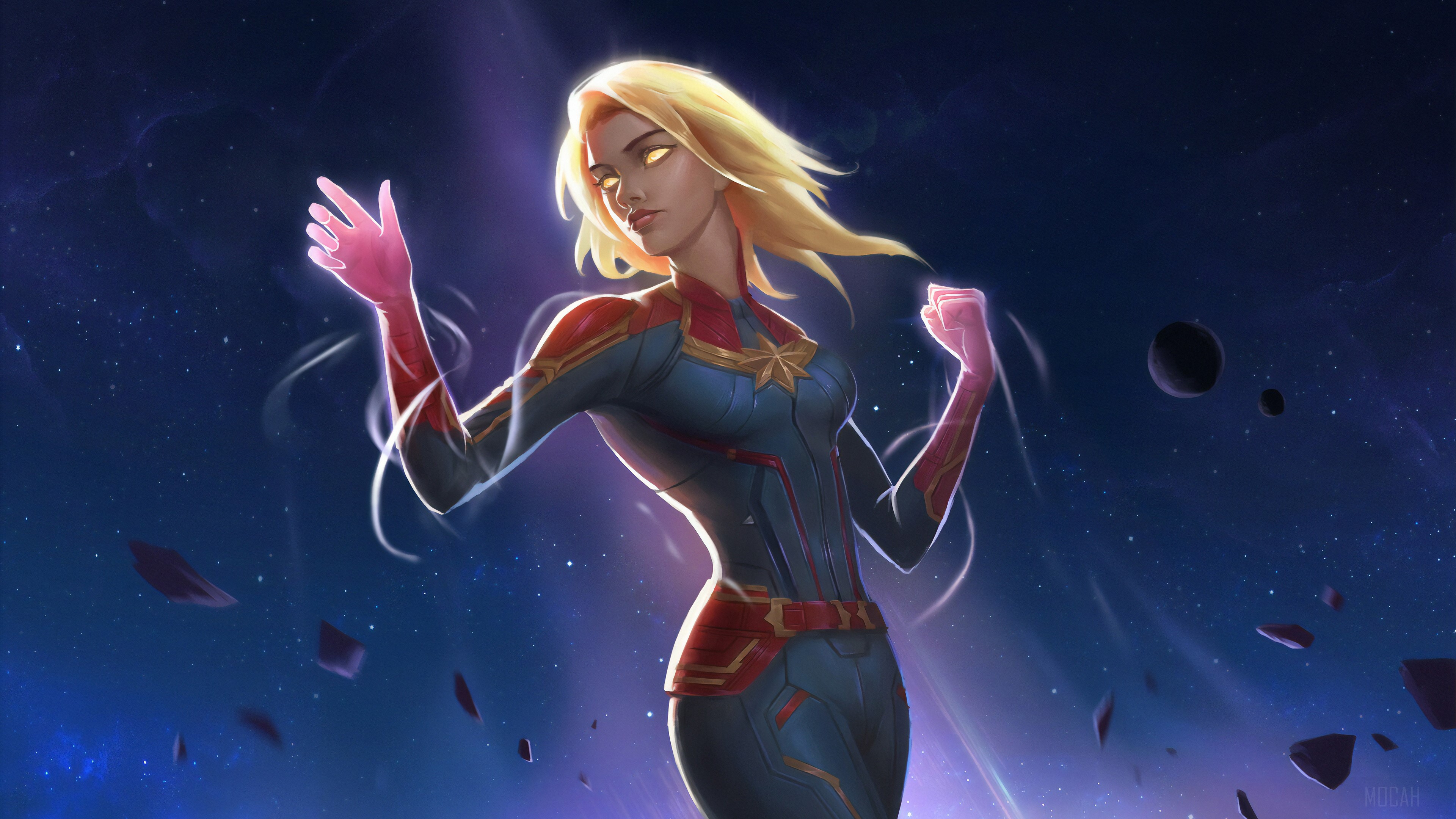 Captain Marvel in Space 4K HD Wallpaper