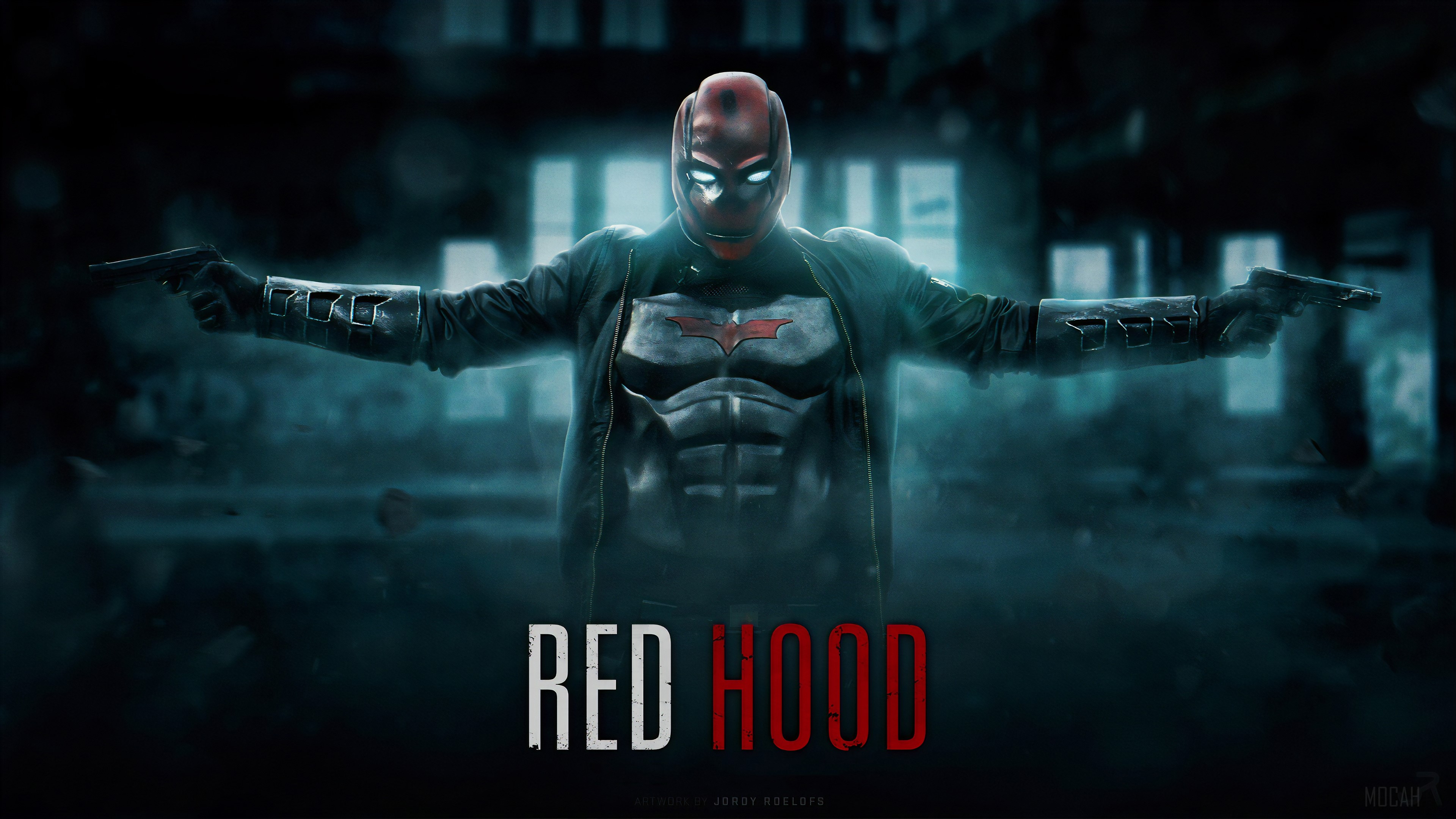Red Hood with guns 4K HD Wallpaper